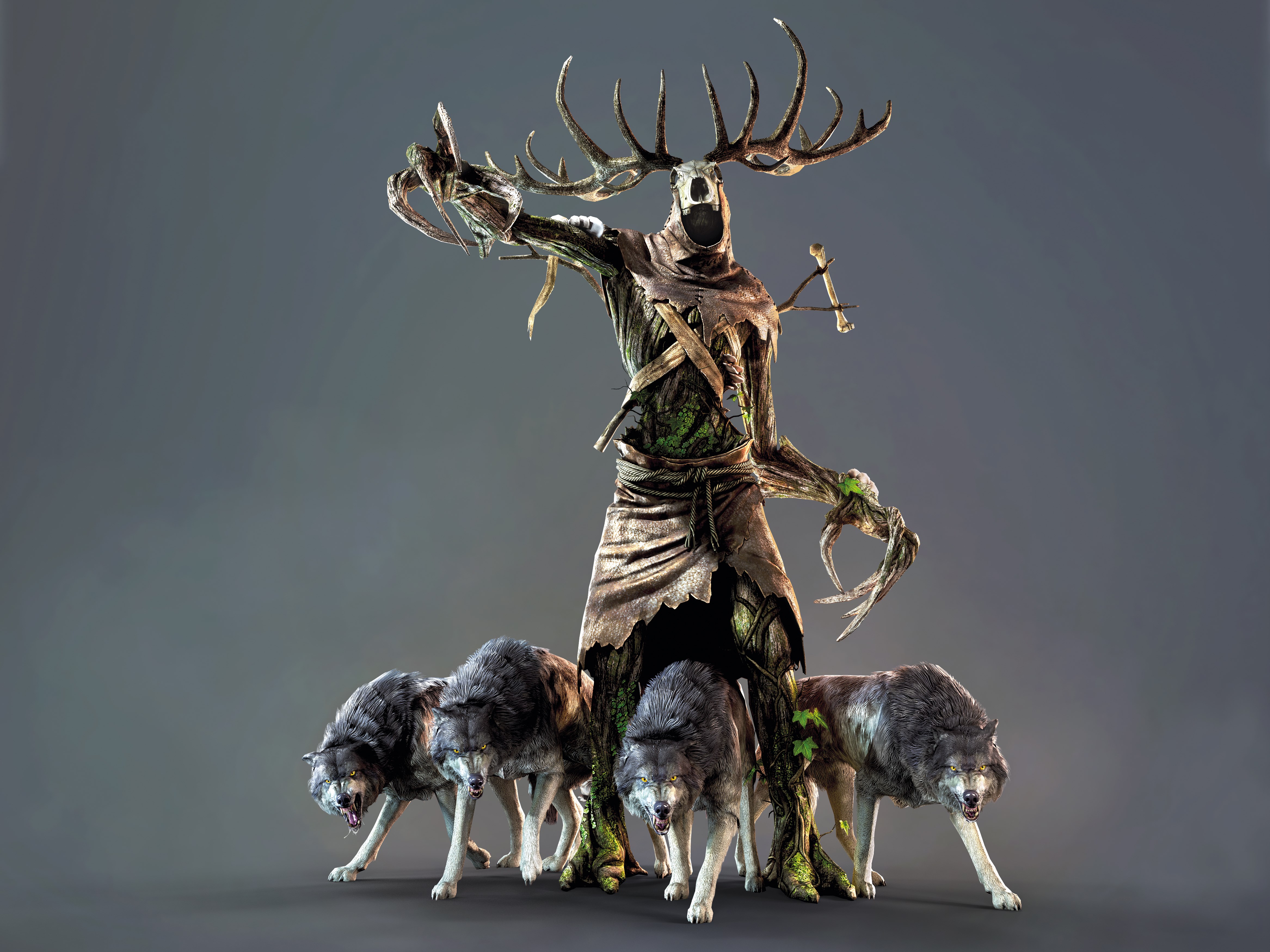 Leshen and wolves from The Witcher 3: Wild Hunt HD Wallpaper