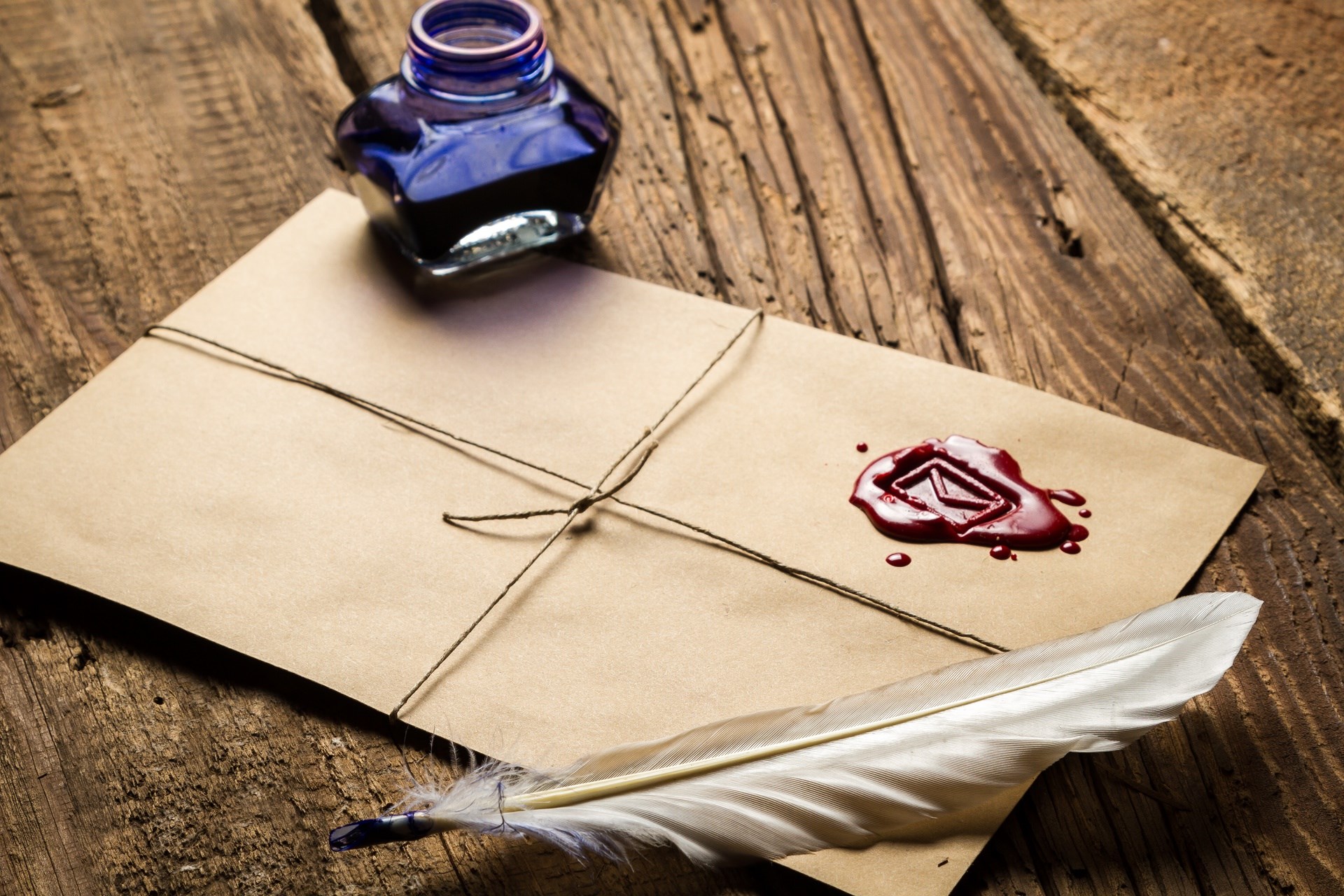 Letter with Wax Seal and Quill HD Wallpaper