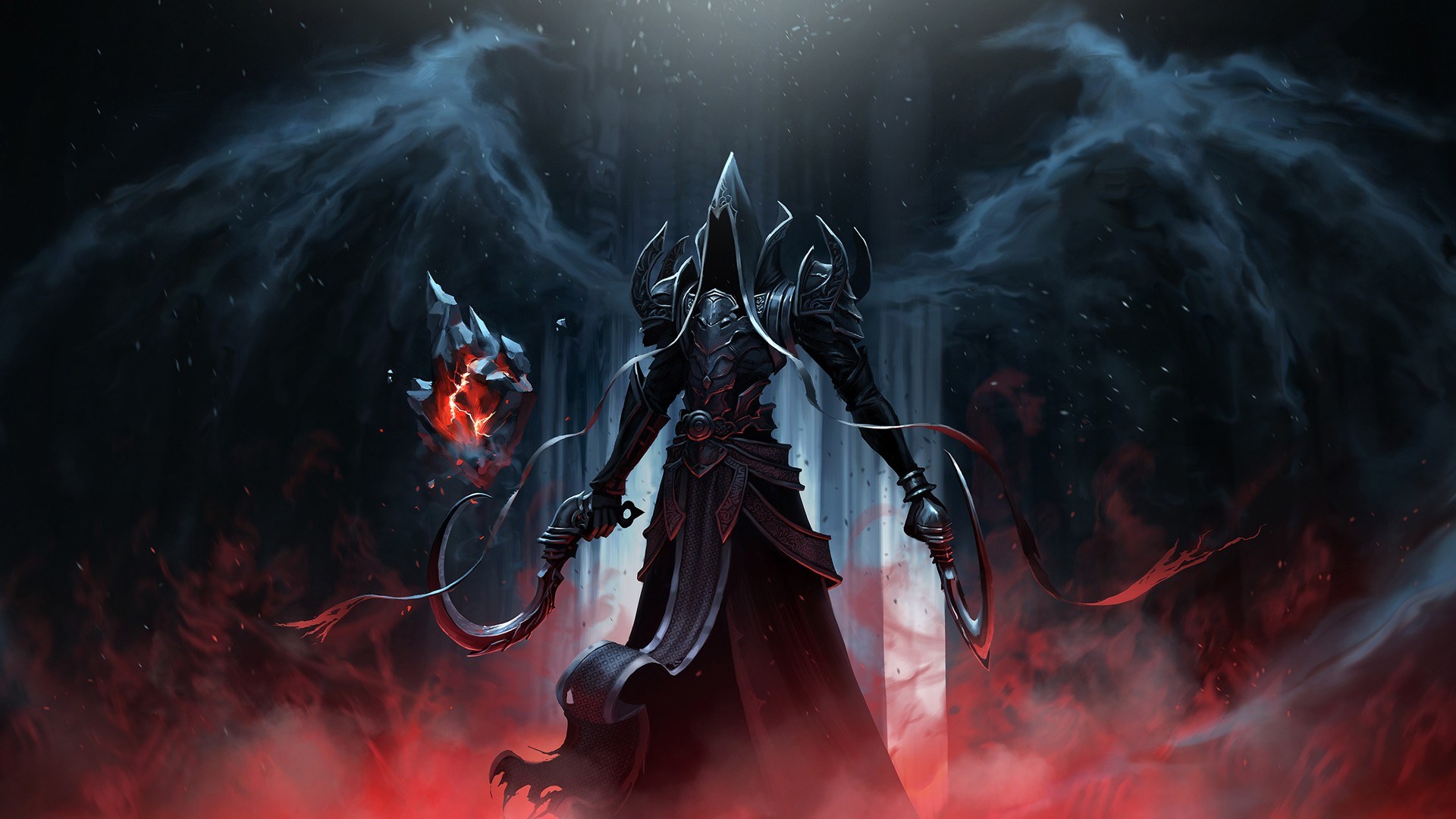 Diablo III Reaper Dark Hooded Figure with Wings HD Wallpaper