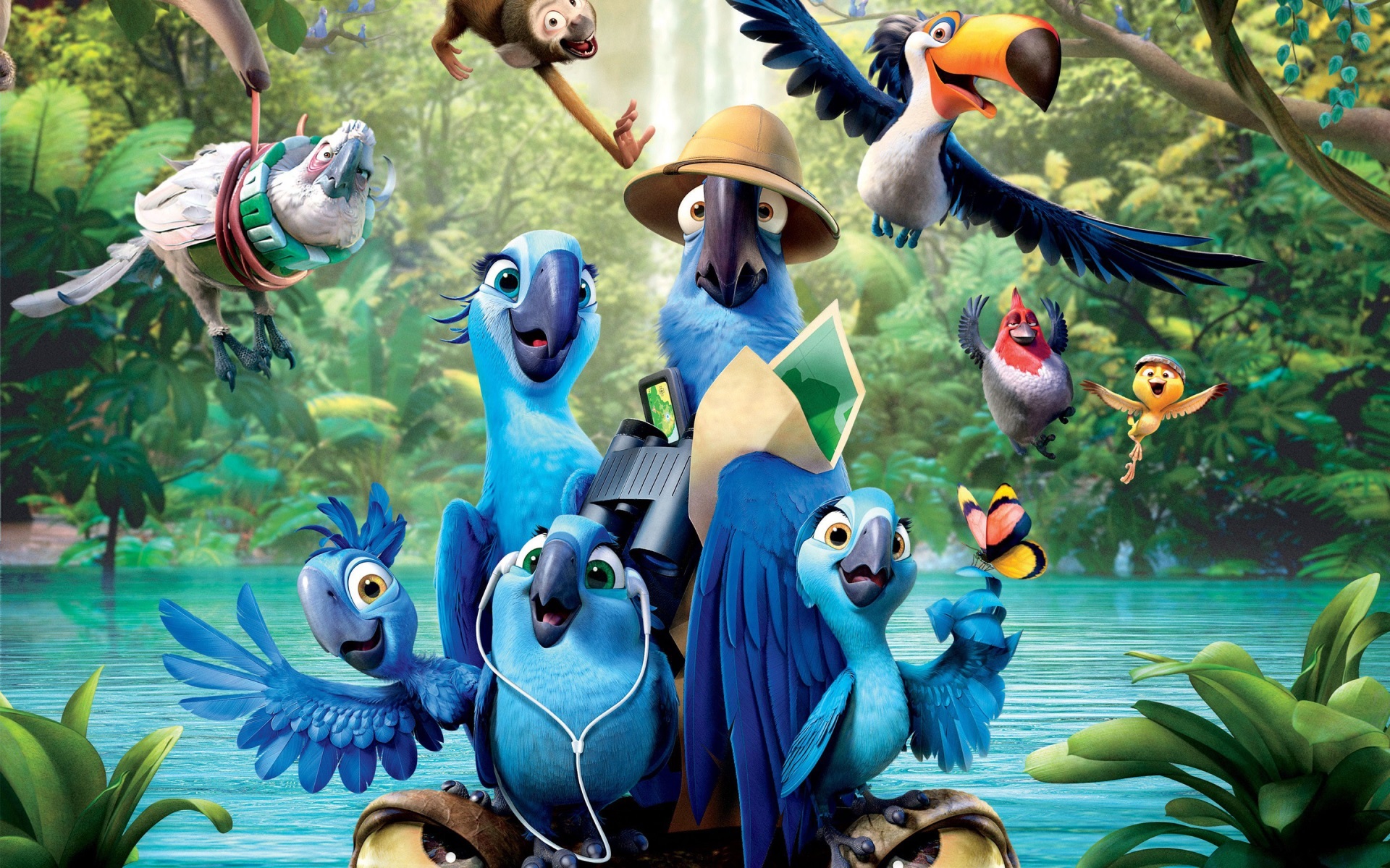 Rio movie characters in a jungle setting HD Wallpaper