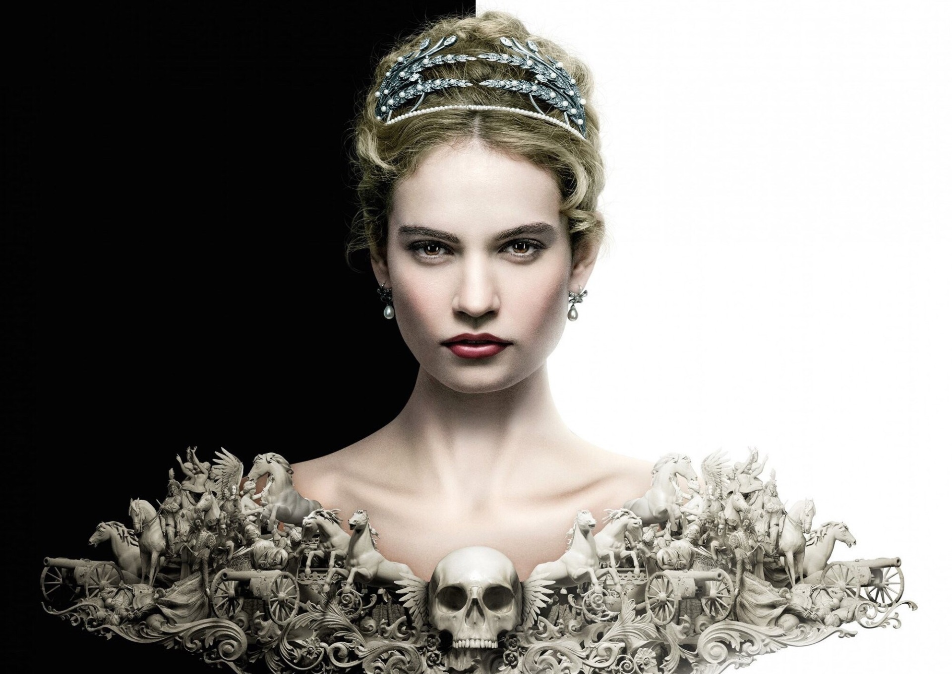 Woman with Crown and Skull Dress HD Wallpaper