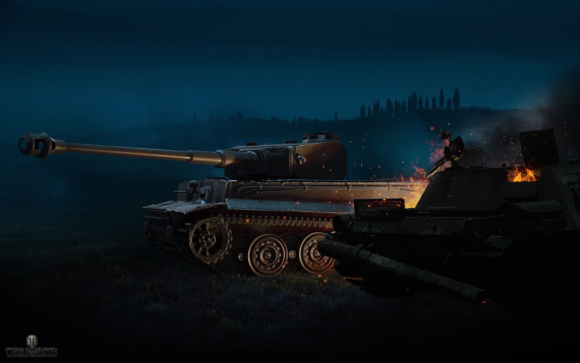World of Tanks Tiger Tank on Fire HD Wallpaper