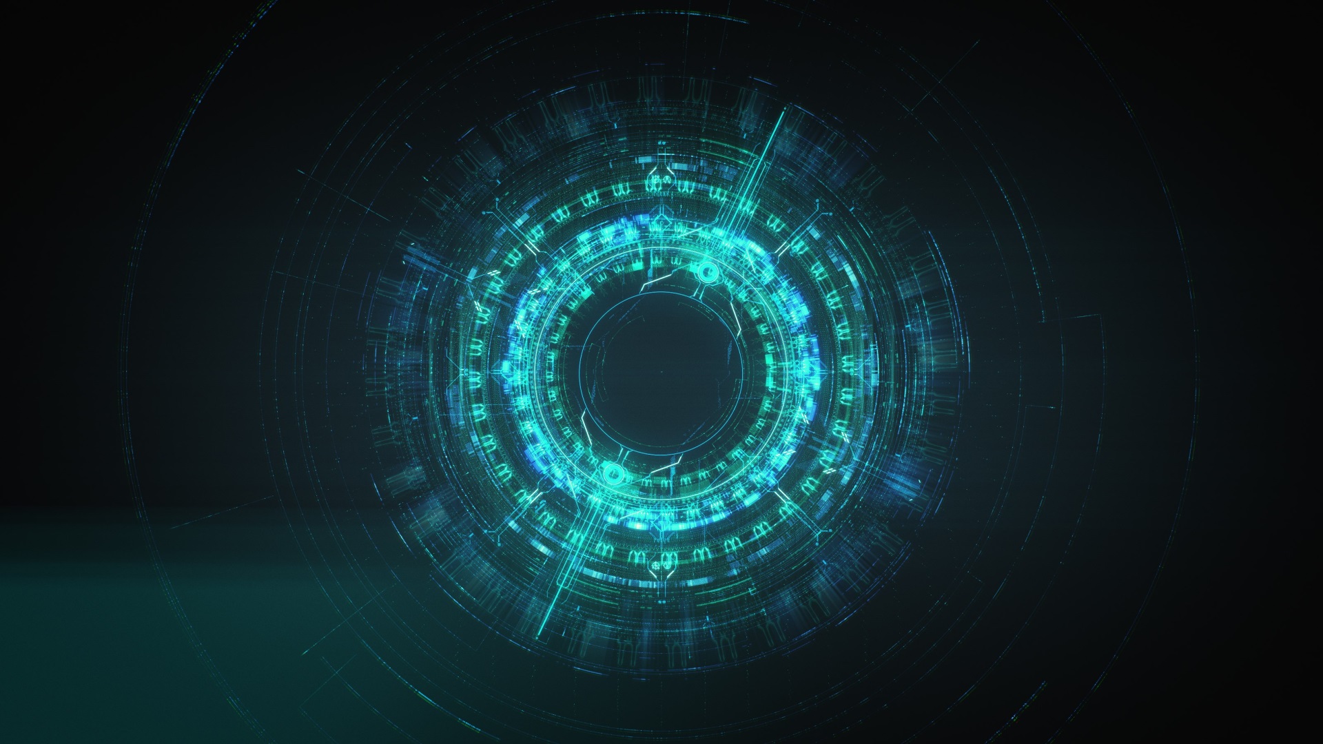 Futuristic Circular Interface with Blue Lights HD Wallpaper