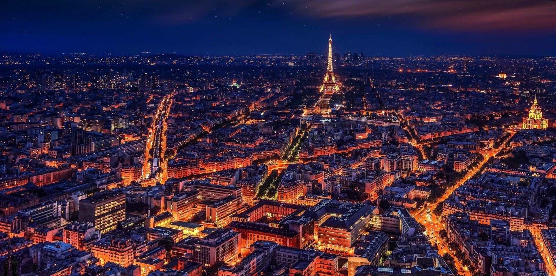Paris at Night with Eiffel Tower HD Wallpaper