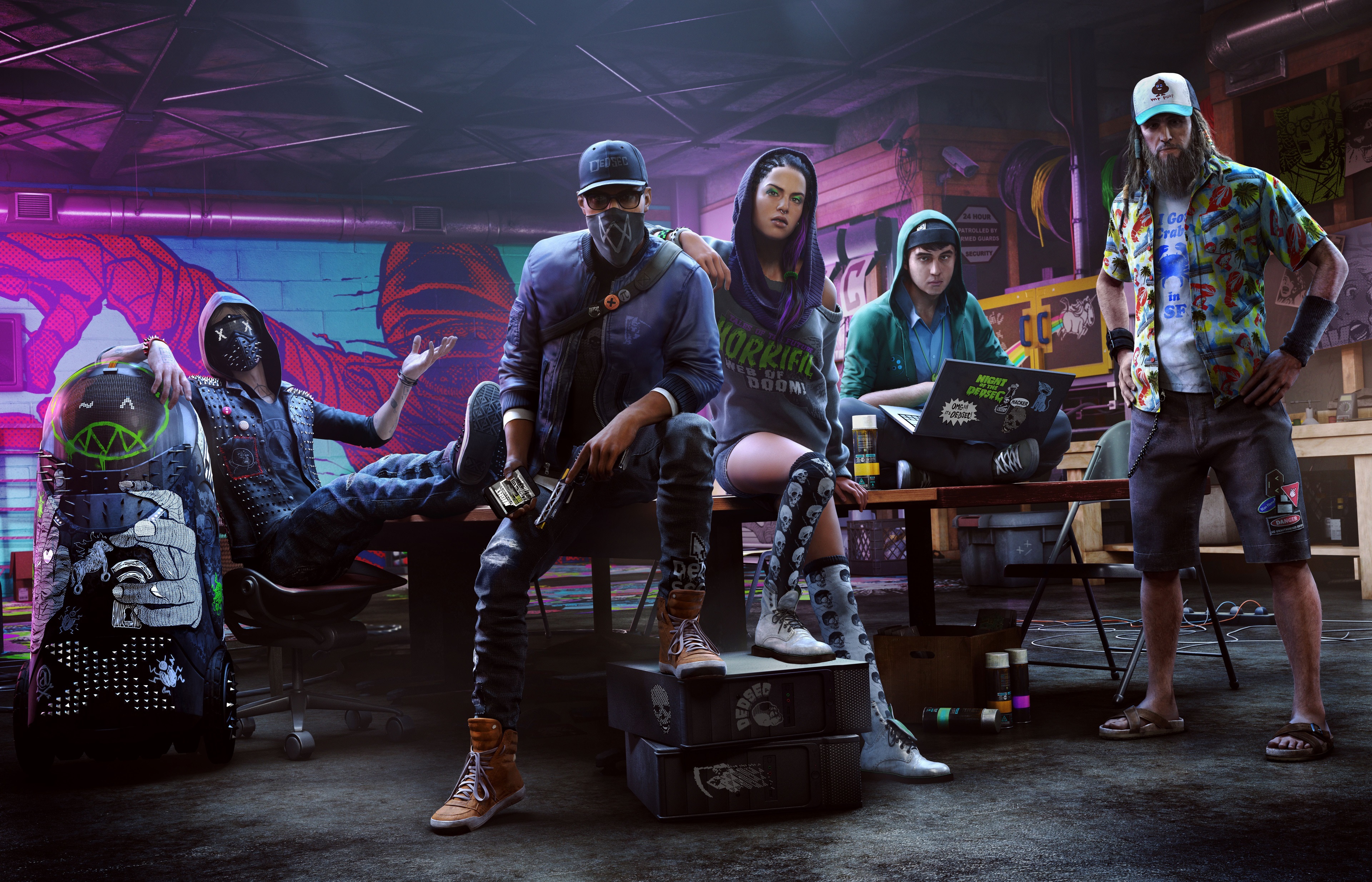 Watch Dogs 2 characters in a workshop HD Wallpaper