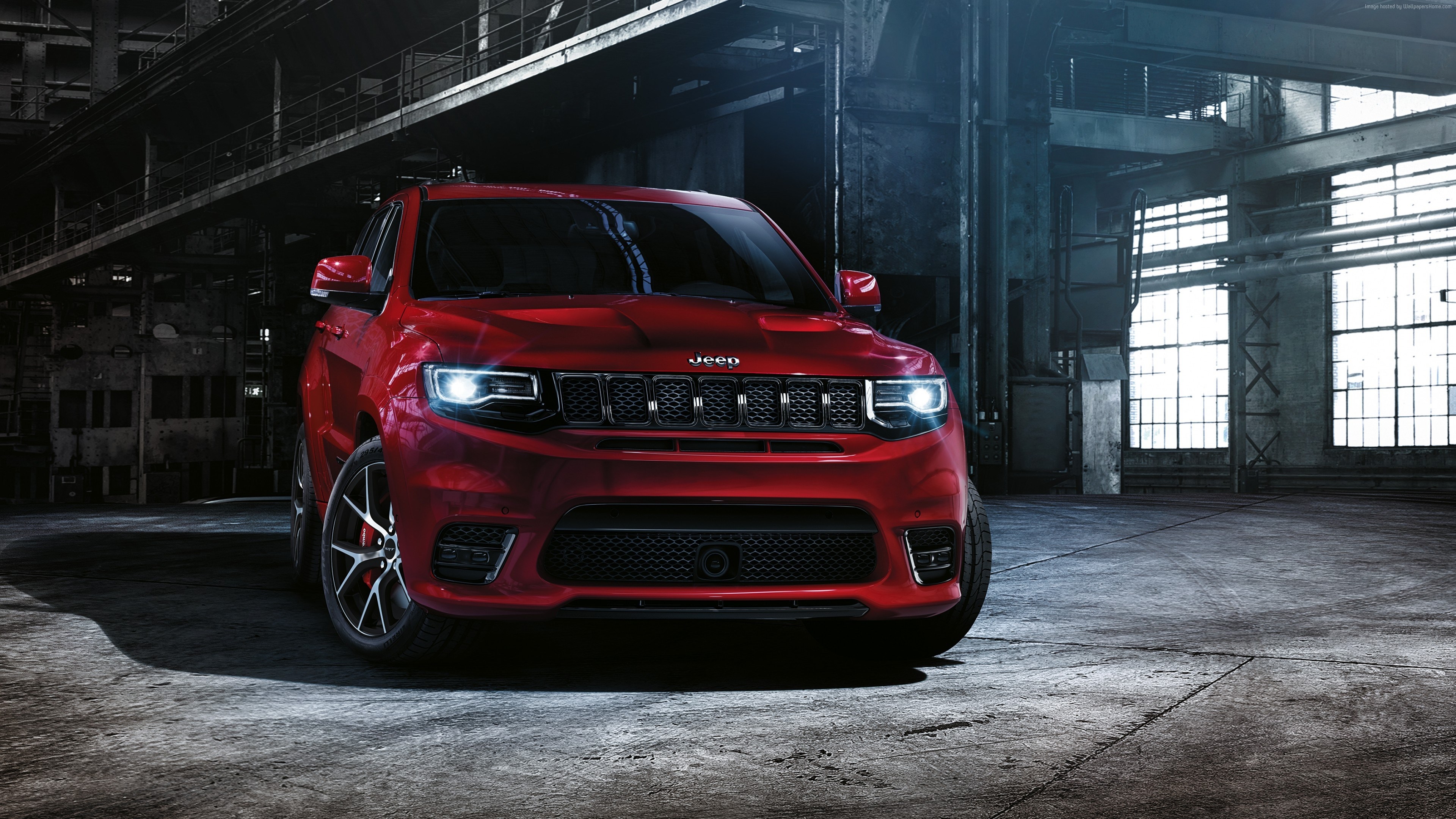 Red Jeep Grand Cherokee SRT in industrial building HD Wallpaper