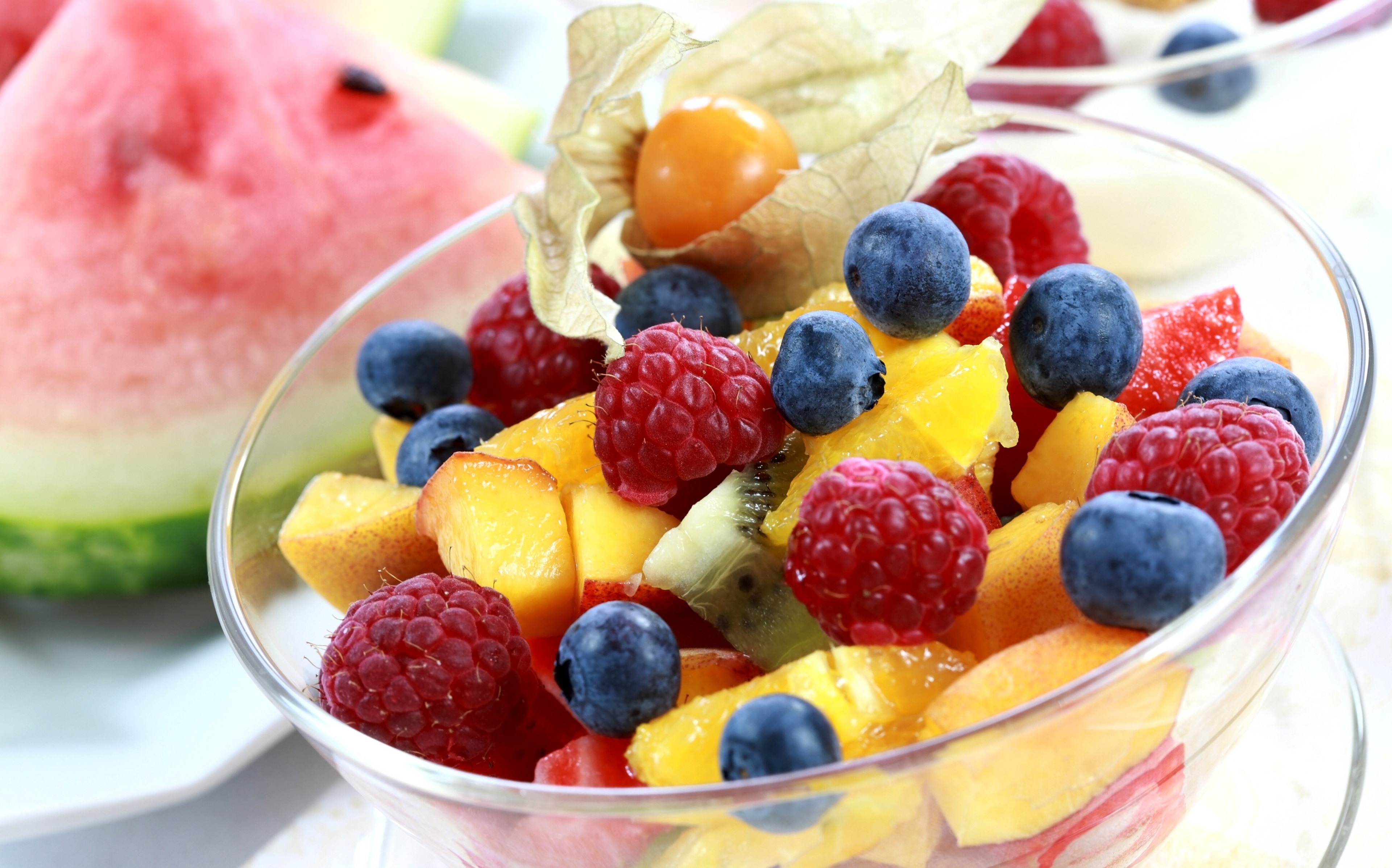 Fruit salad with watermelon and berries HD Wallpaper