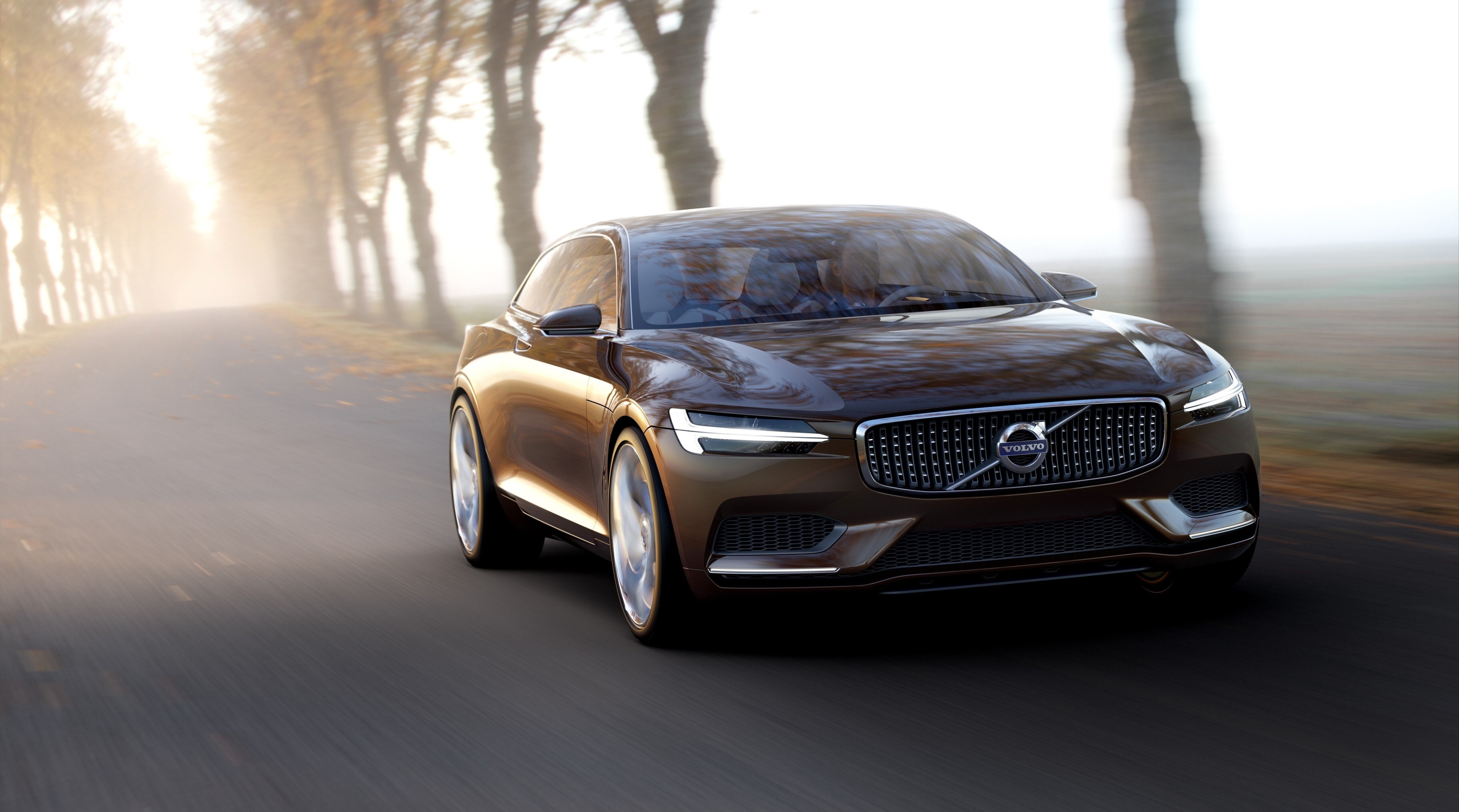 Volvo S90 concept car driving on a road HD Wallpaper