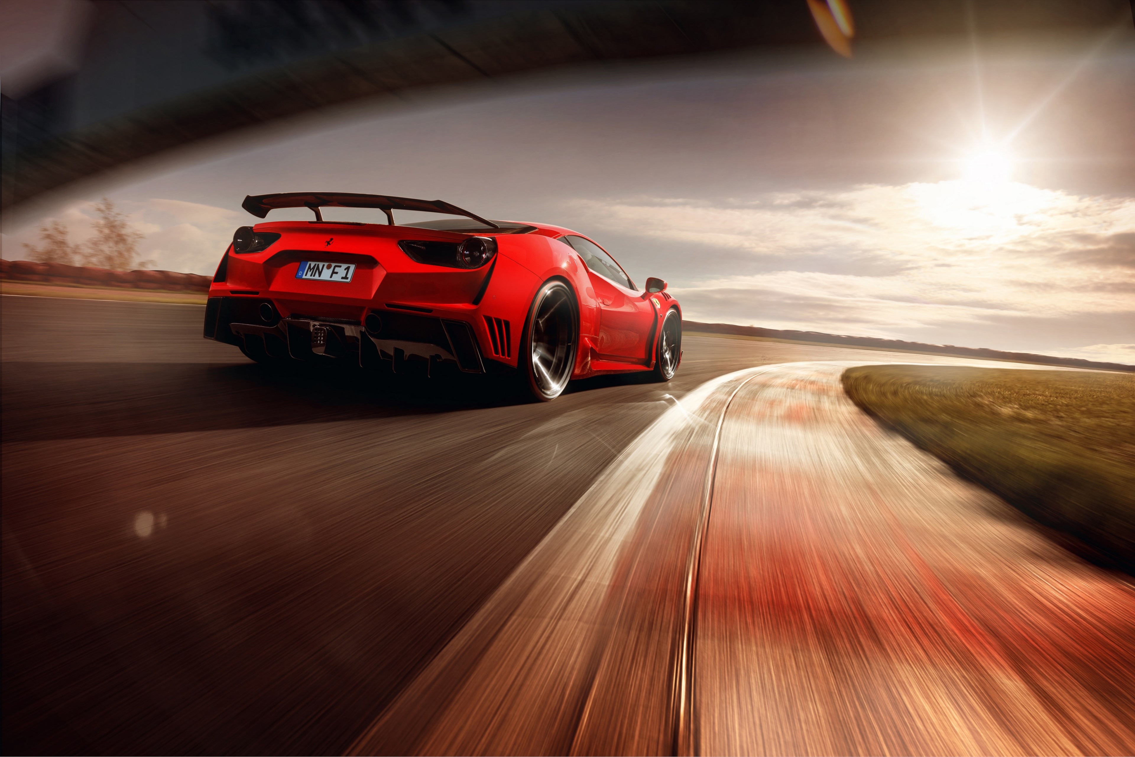 Red Ferrari 488 on a Racetrack 4K HD Wallpaper