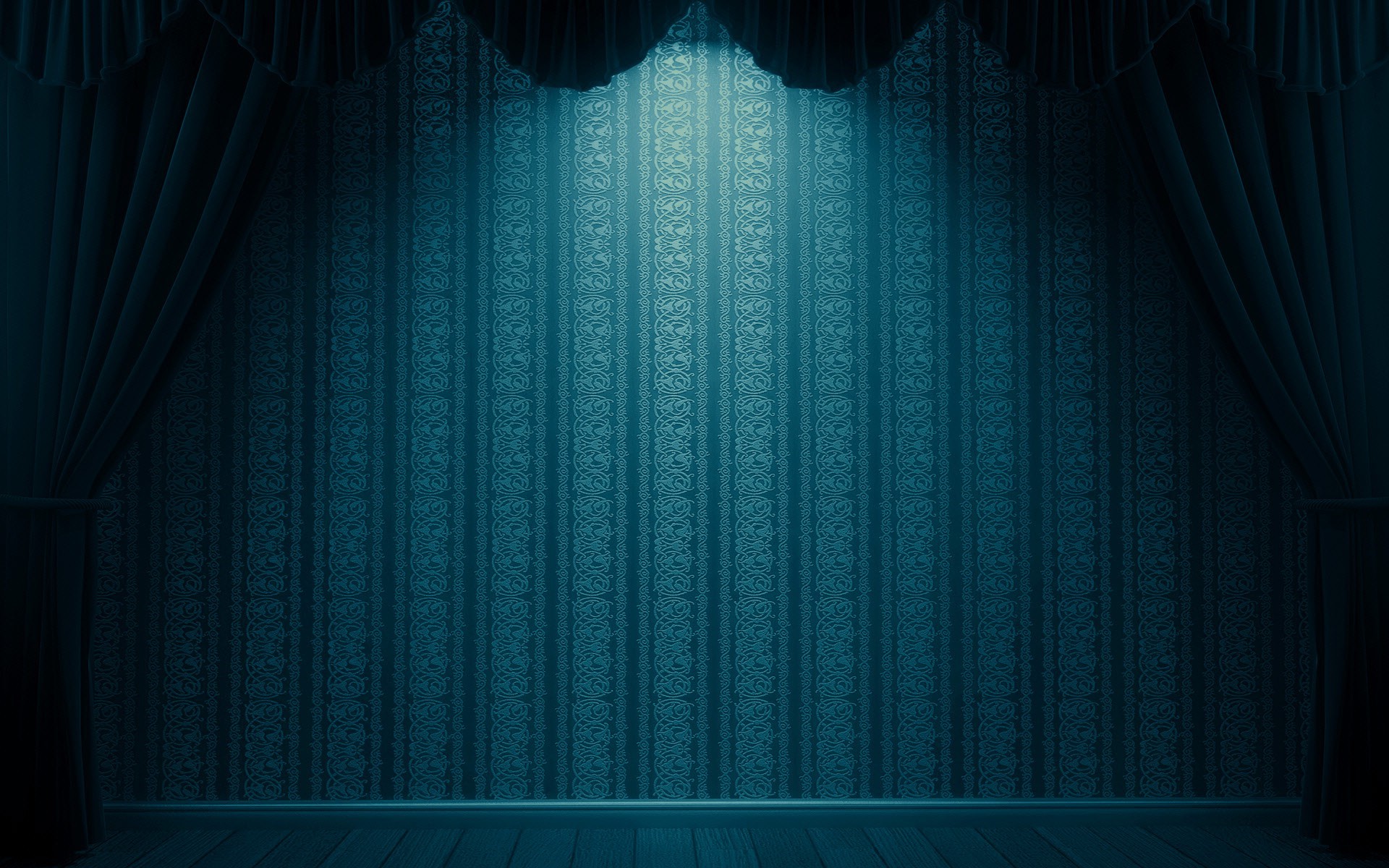 Stage with curtains and spotlight HD Wallpaper