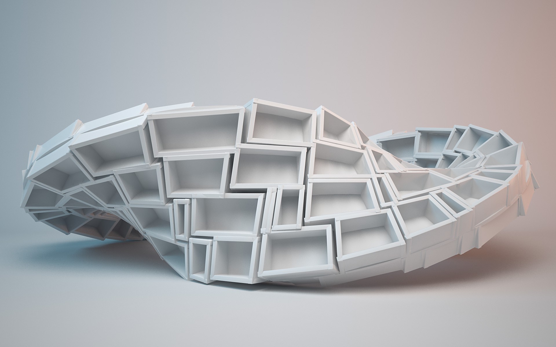Abstract white mobius strip made of rectangles HD Wallpaper