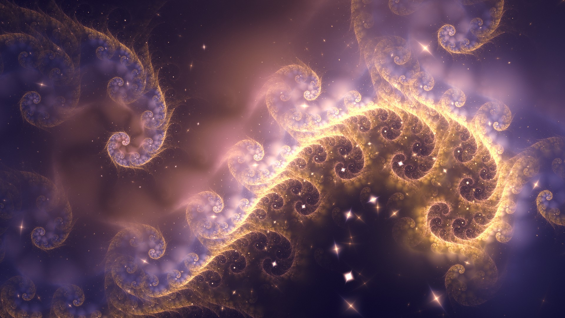 Abstract fractal art with spirals and sparkles HD Wallpaper