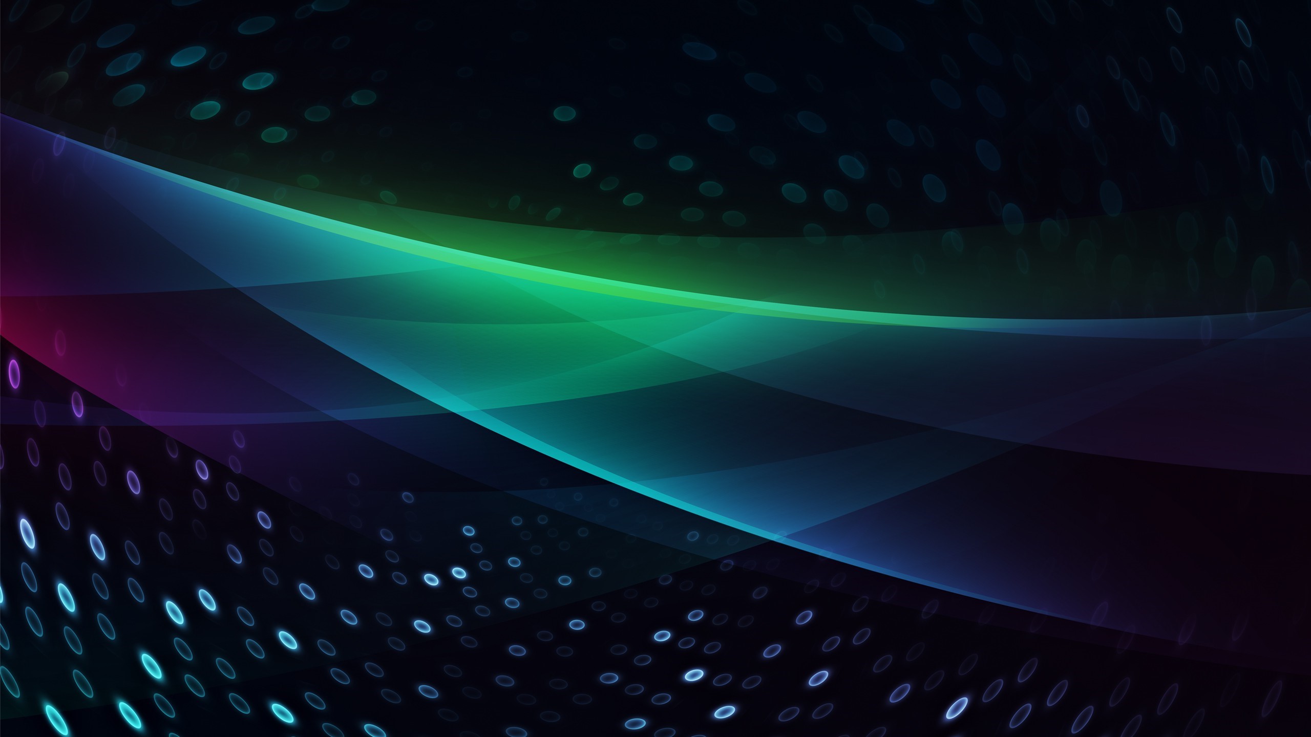 Abstract Digital Waves with Light Orbs HD Wallpaper