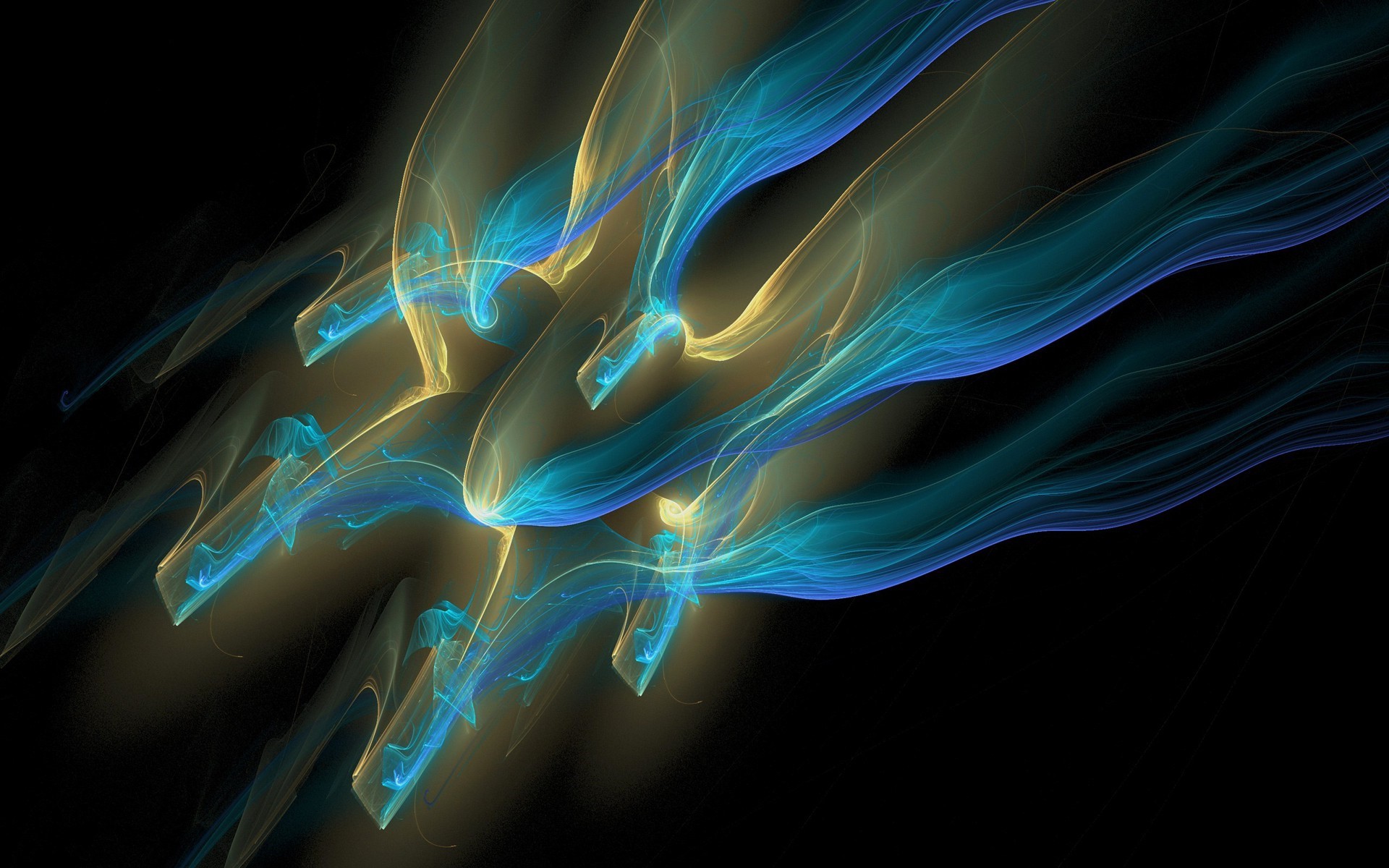 Abstract Blue and Black Minimalist Light Trails HD Wallpaper