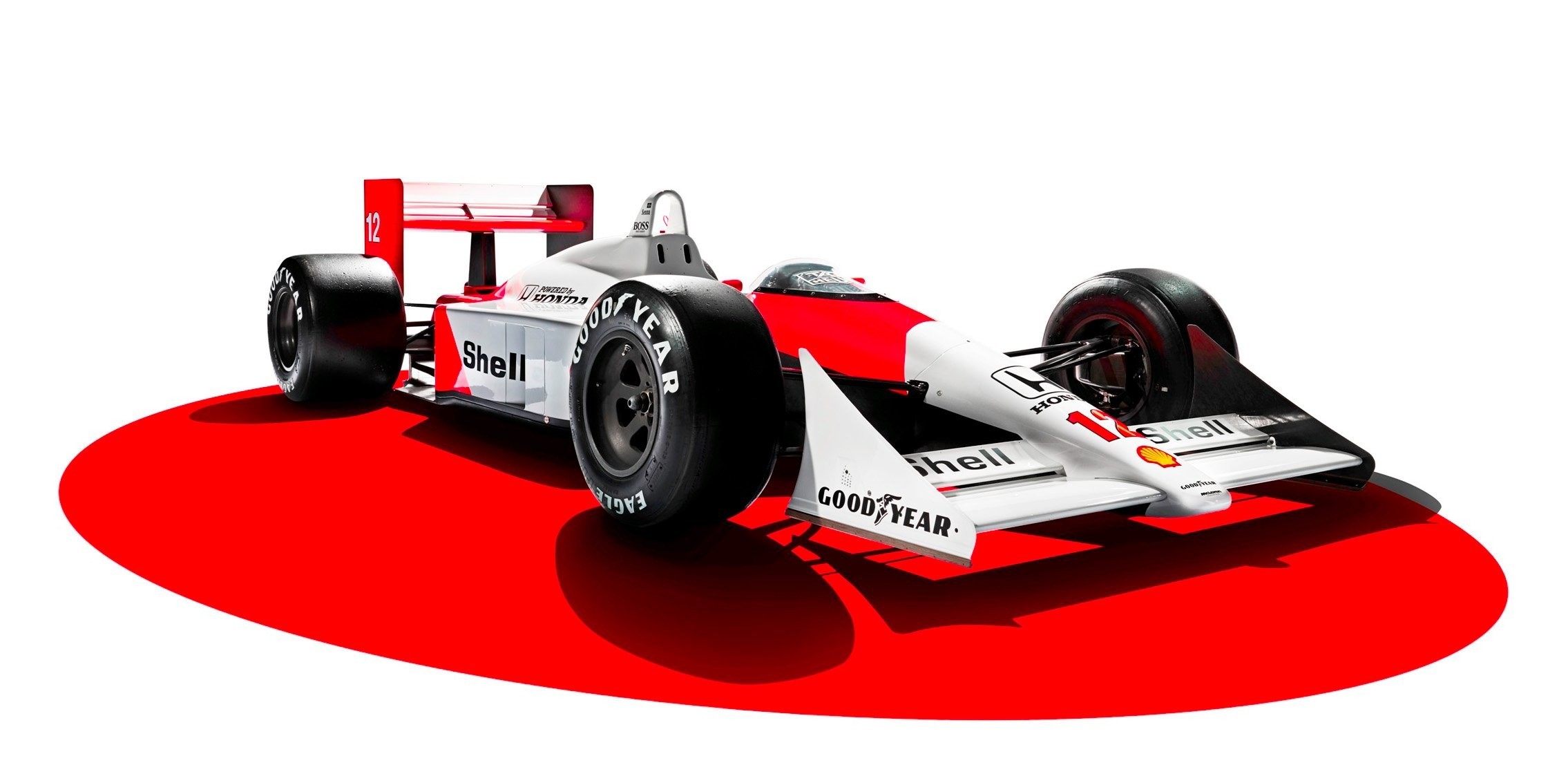 McLaren MP4/4 Formula 1 car with Ayrton Senna's number 12 HD Wallpaper