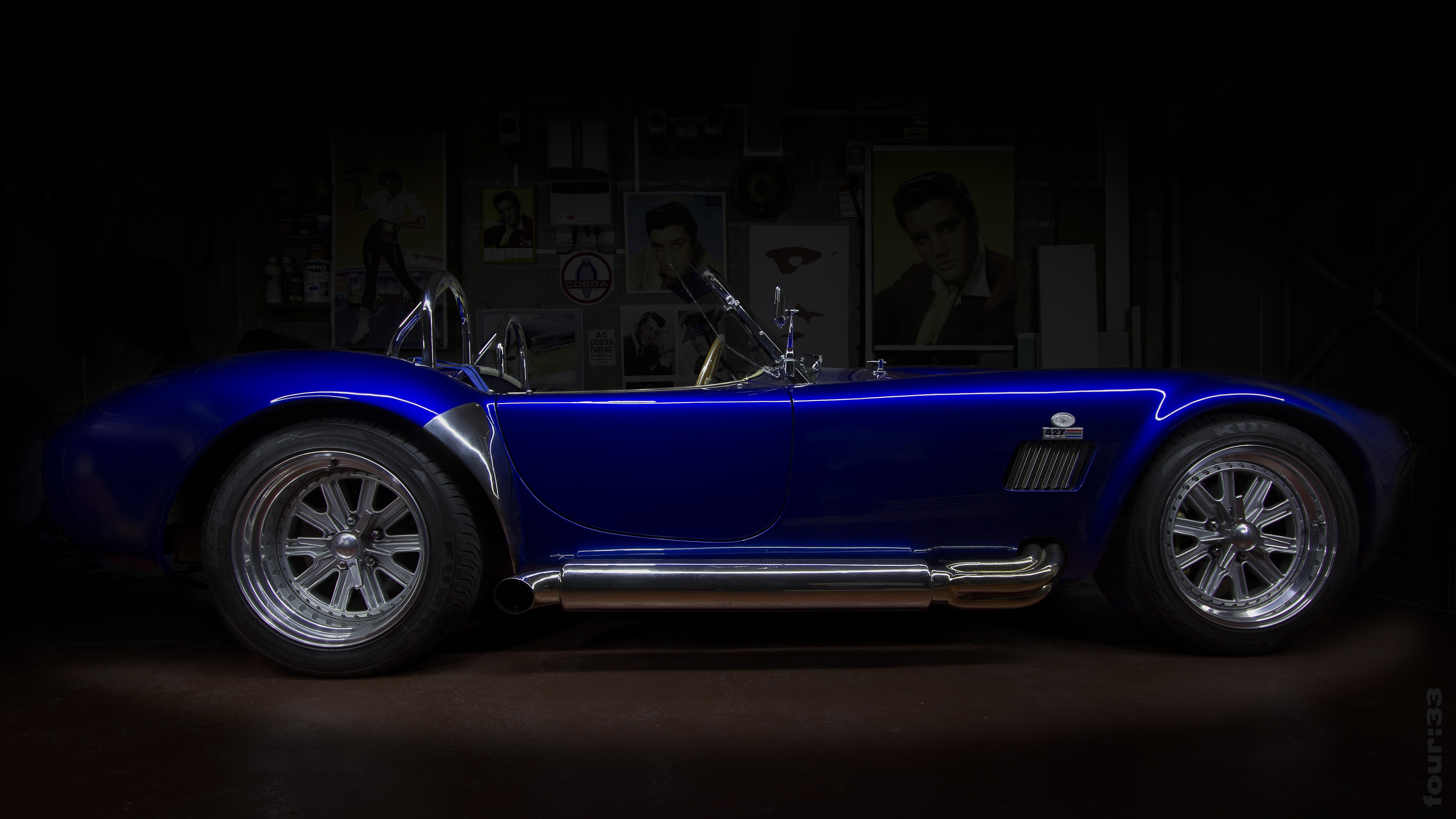 Blue Shelby Cobra car HD Wallpaper