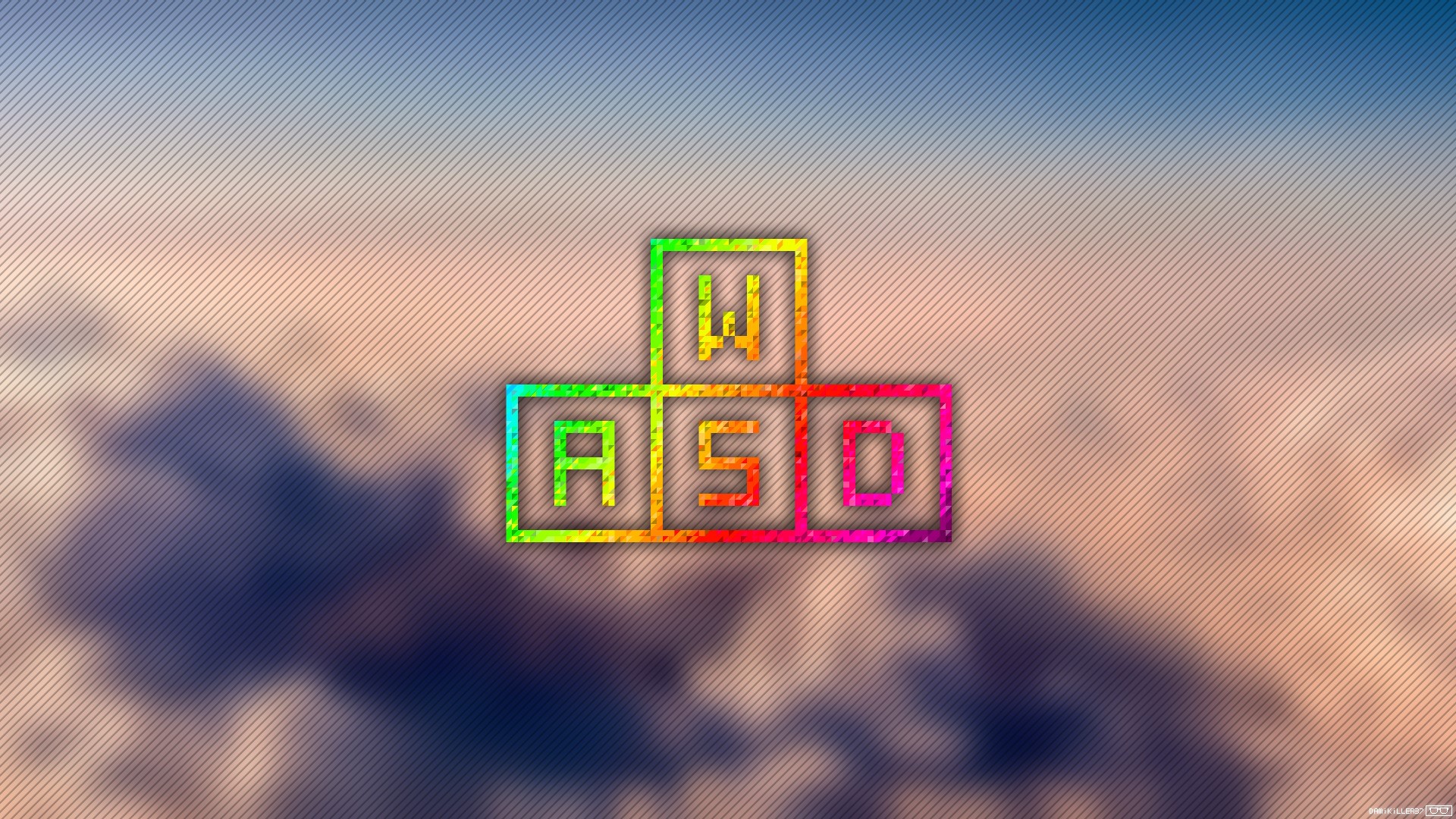 WASD keyboard keys pixel art on sky background HD Wallpaper