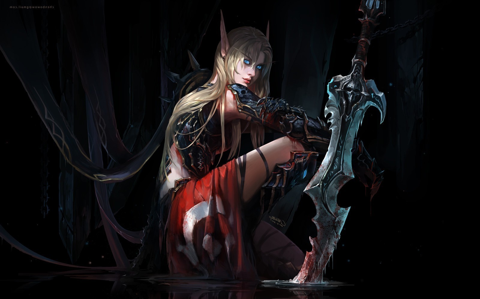 Blood Elf Warrior with Sword from World of Warcraft HD Wallpaper