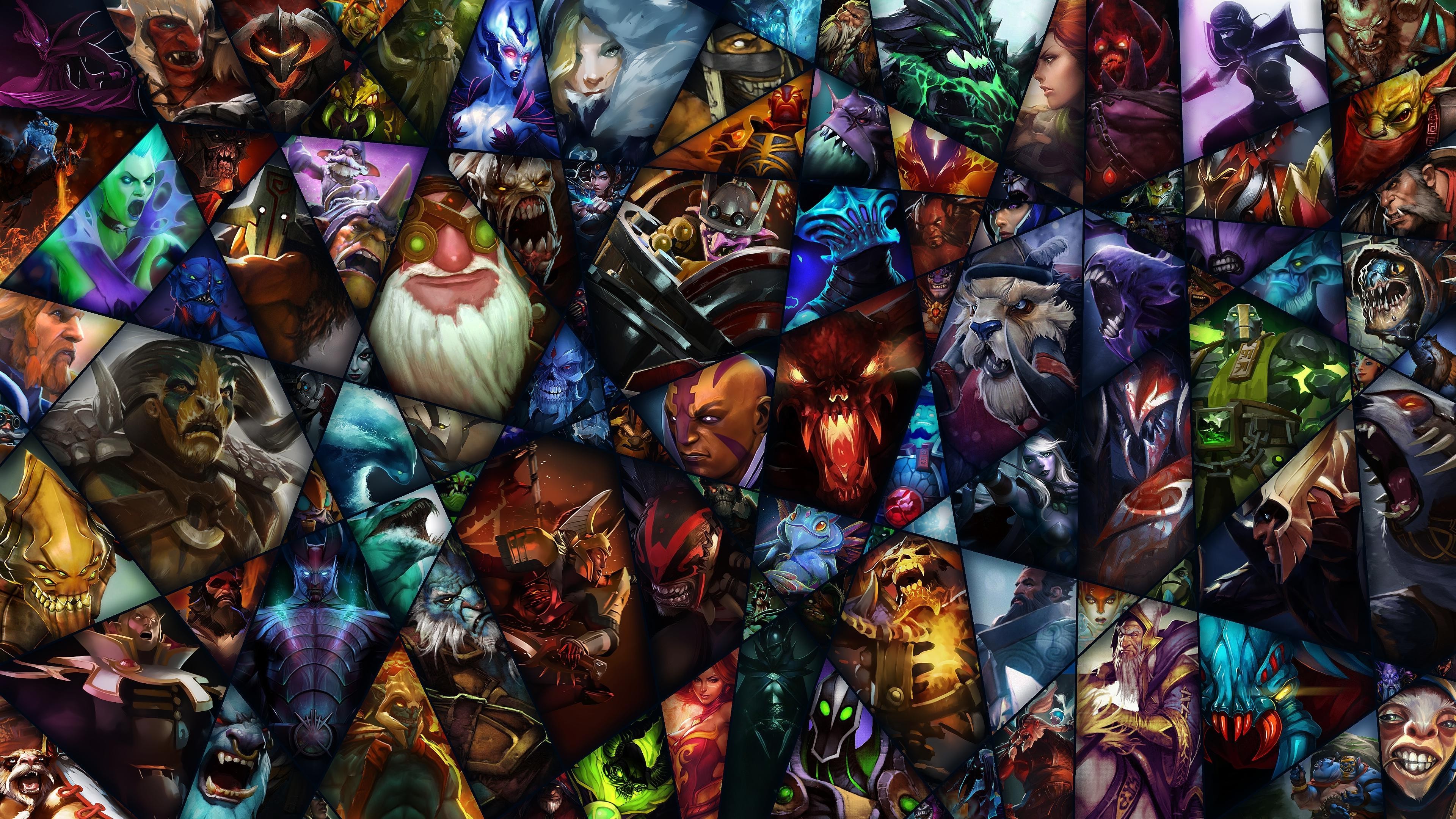 Collage of Dota 2 Heroes HD Wallpaper