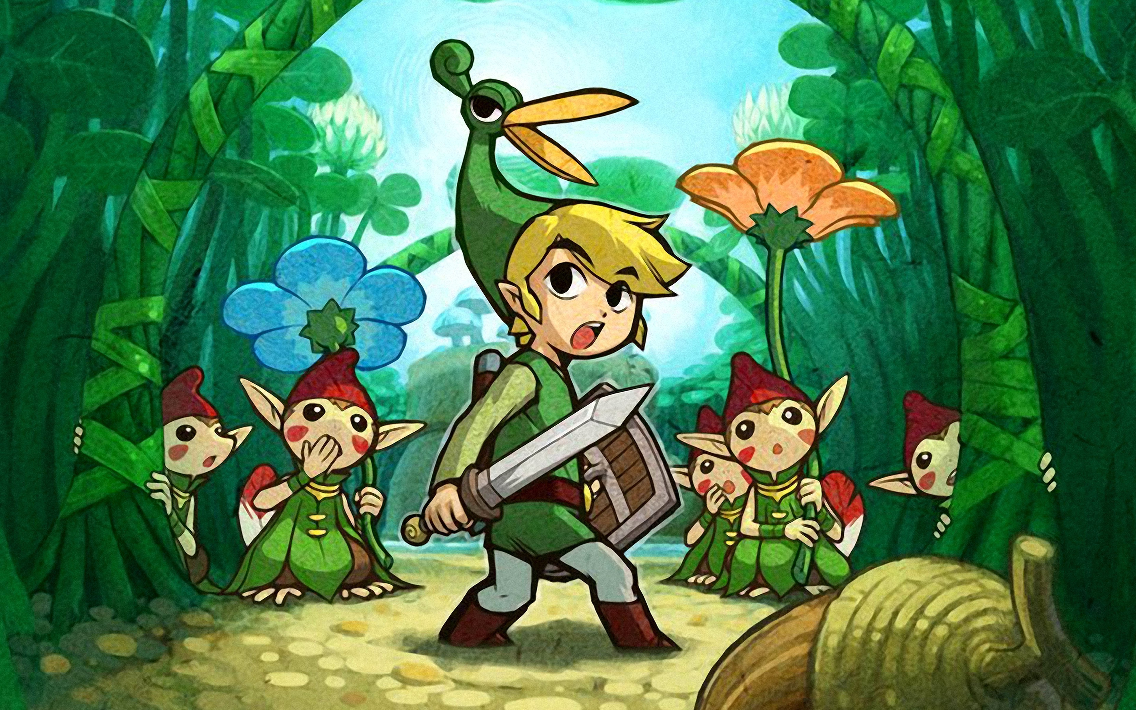 Link from The Legend of Zelda: The Minish Cap with Kinstone partners HD Wallpaper