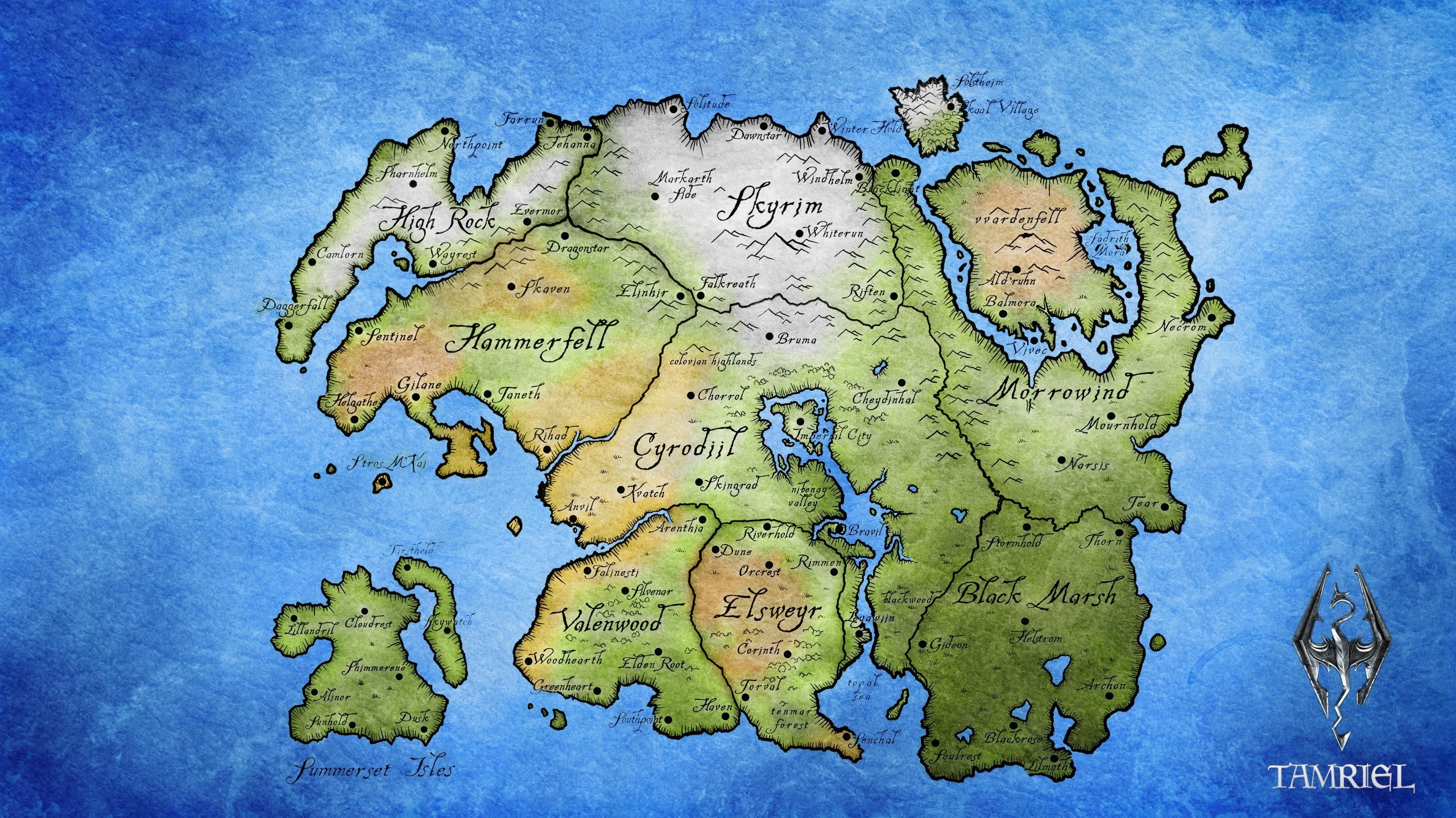 Map of Tamriel from The Elder Scrolls series HD Wallpaper