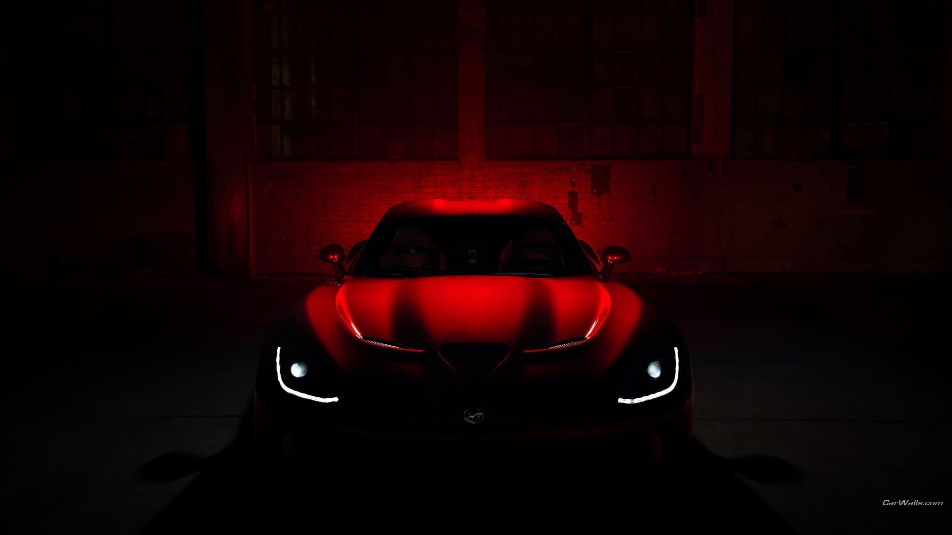 Red Dodge Viper with Red Lighting HD Wallpaper