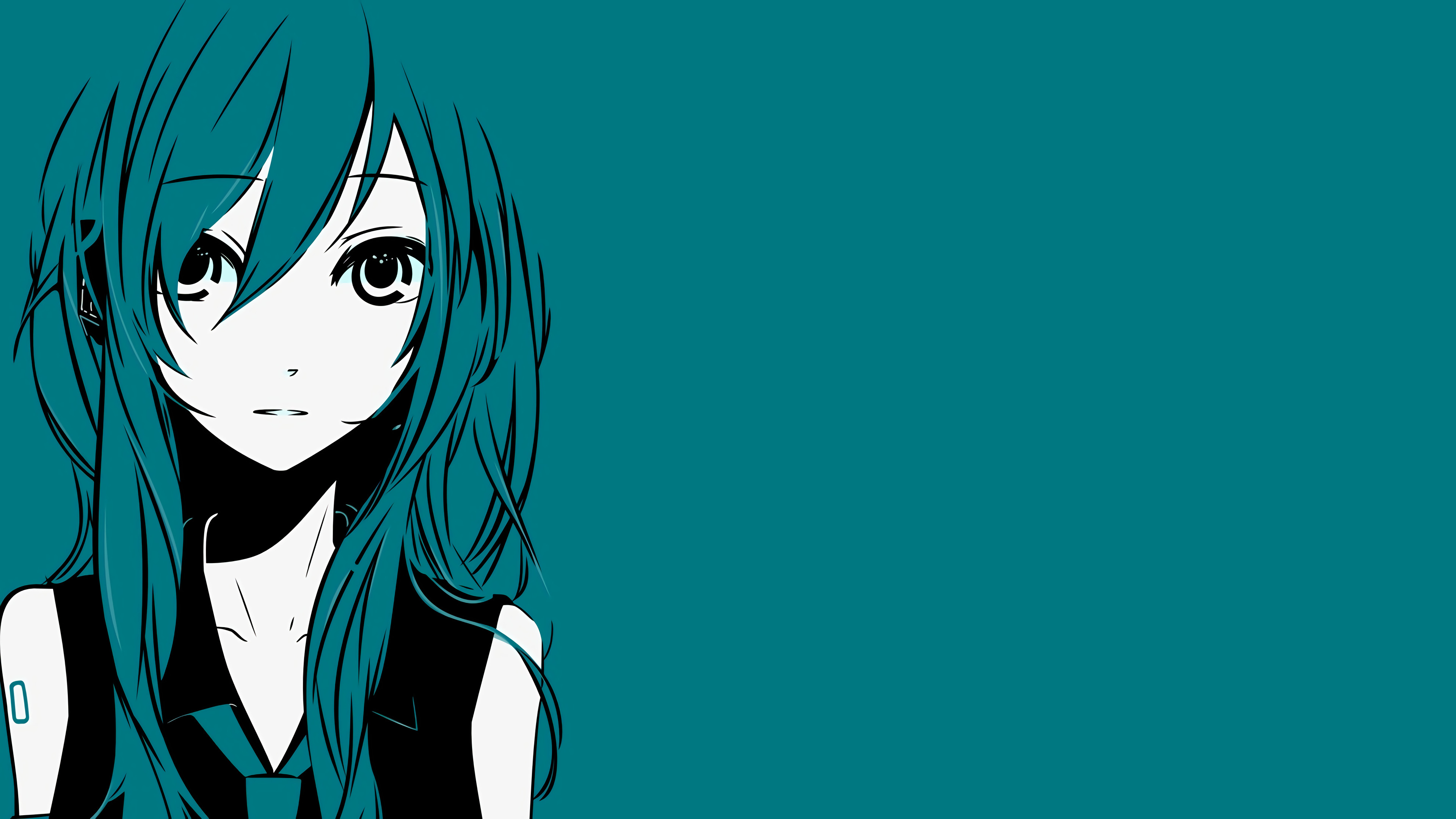 Anime girl with teal hair HD Wallpaper