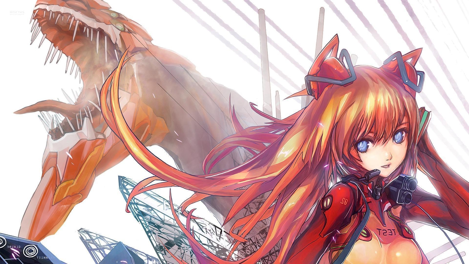 Asuka Langley Soryu from Neon Genesis Evangelion with Angel HD Wallpaper