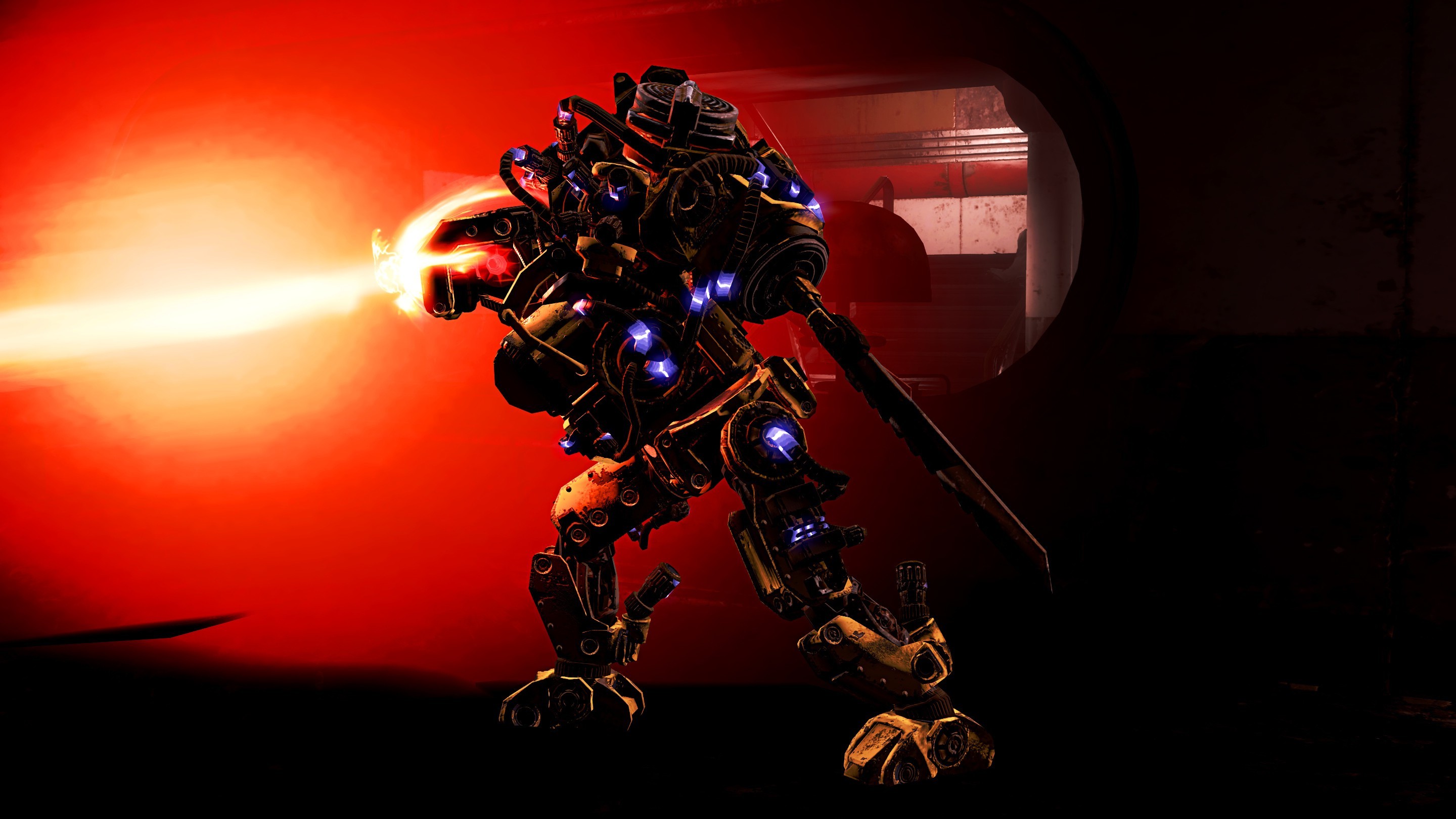 Robot firing a laser in Fallout 4 HD Wallpaper