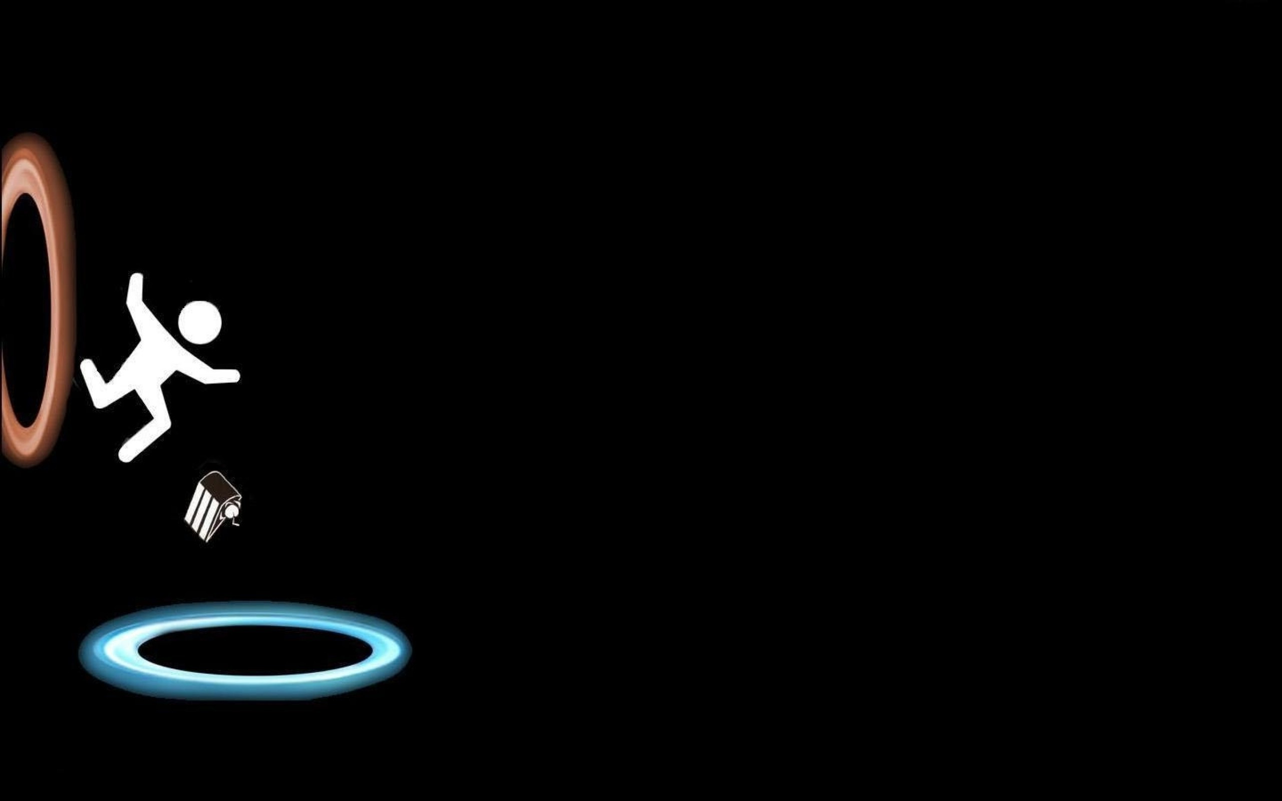 Portal minimalist stick figure falling through portals HD Wallpaper