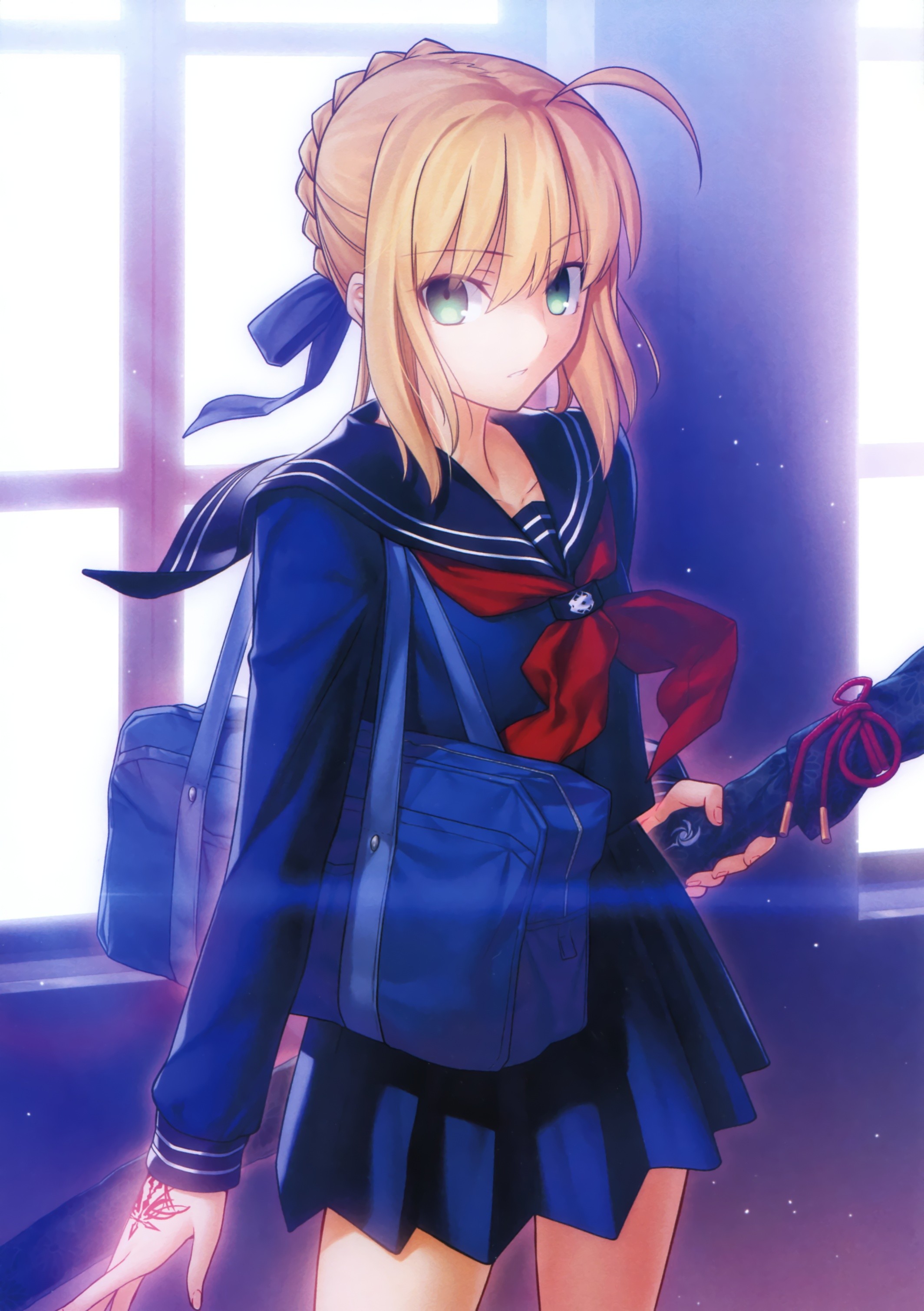 Saber from Fate Series in School Uniform HD Wallpaper