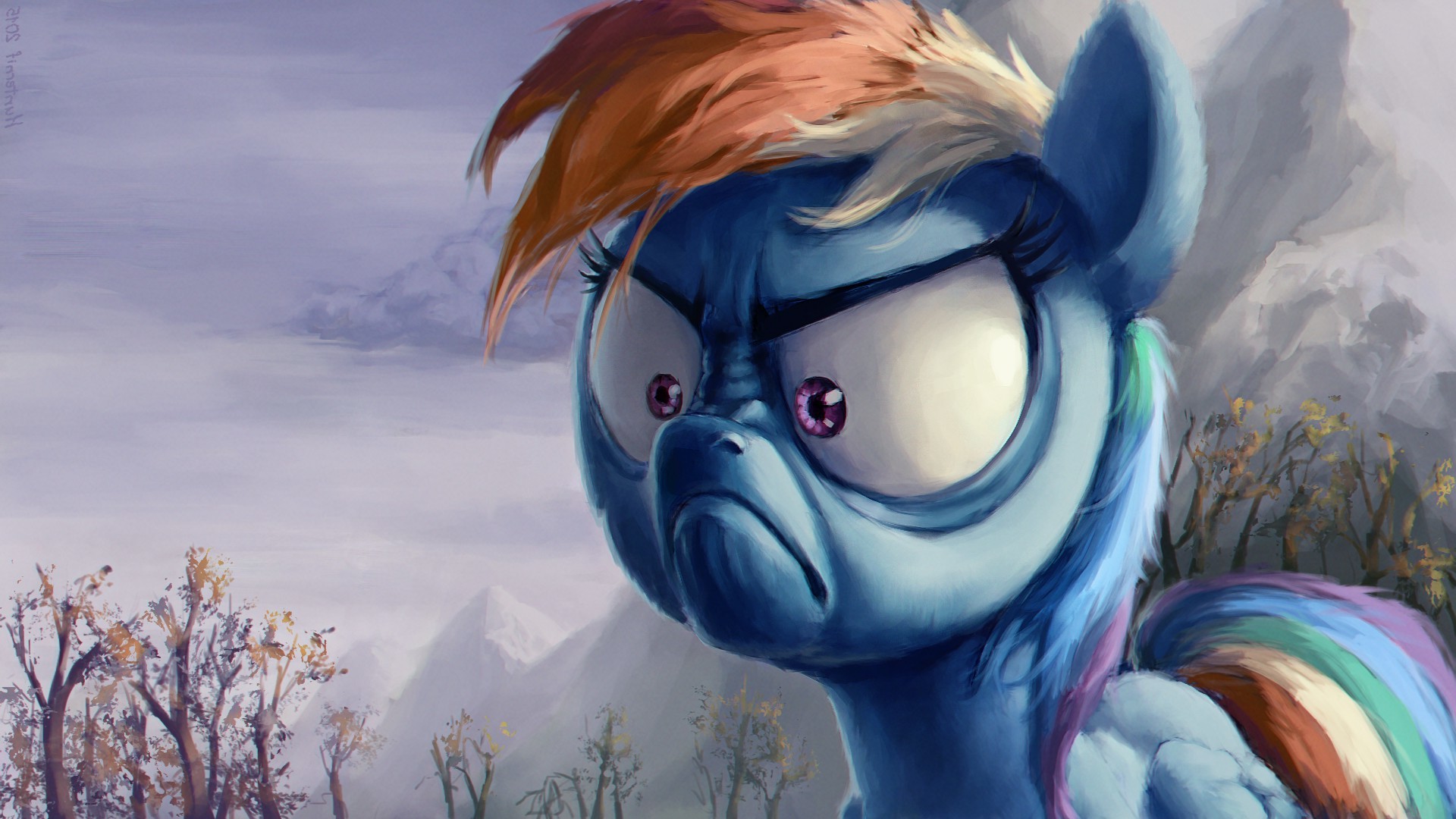 Rainbow Dash from My Little Pony with rainbow mane HD Wallpaper