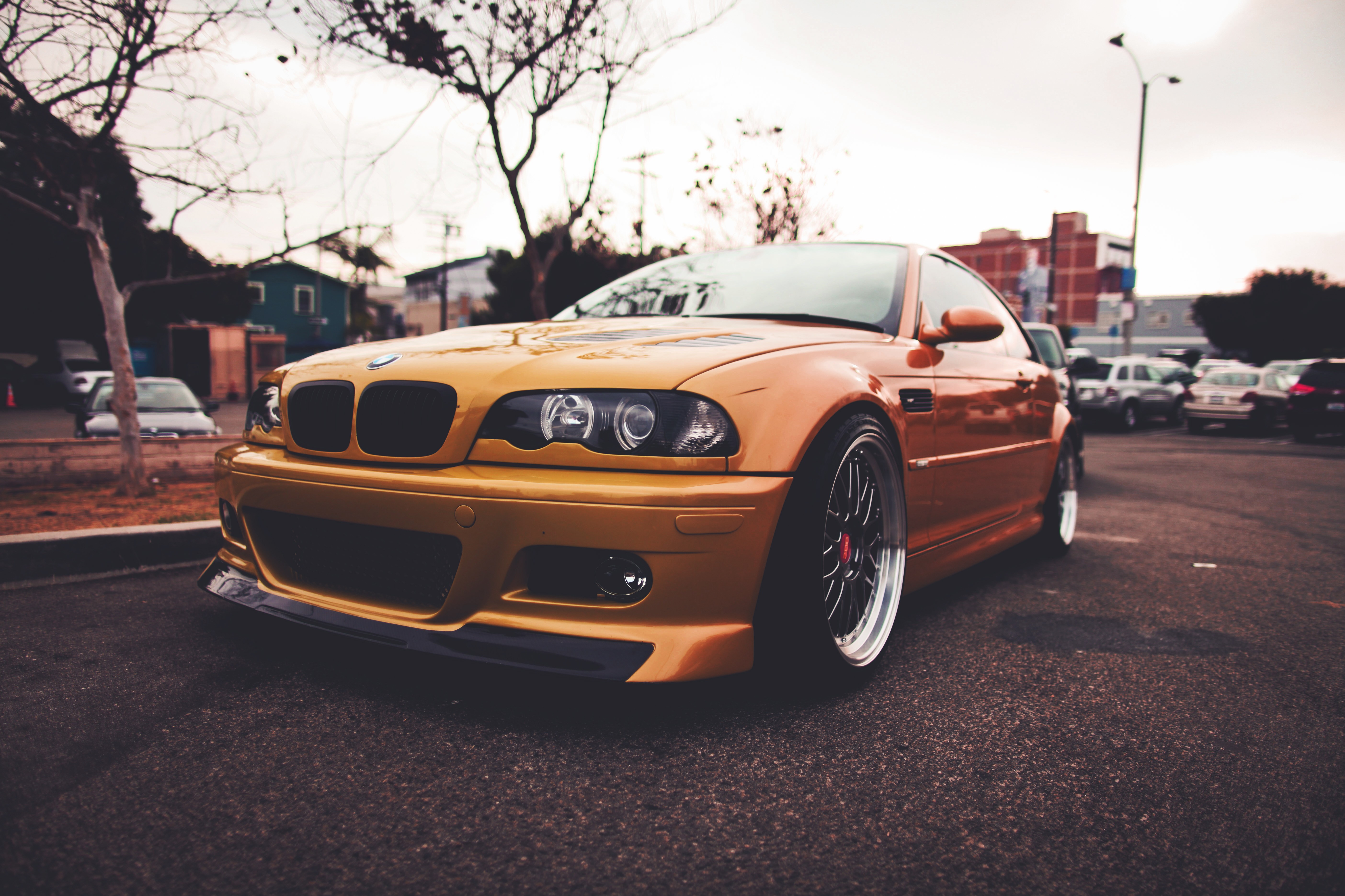 Orange BMW M3 E46 Sports Car on Street HD Wallpaper