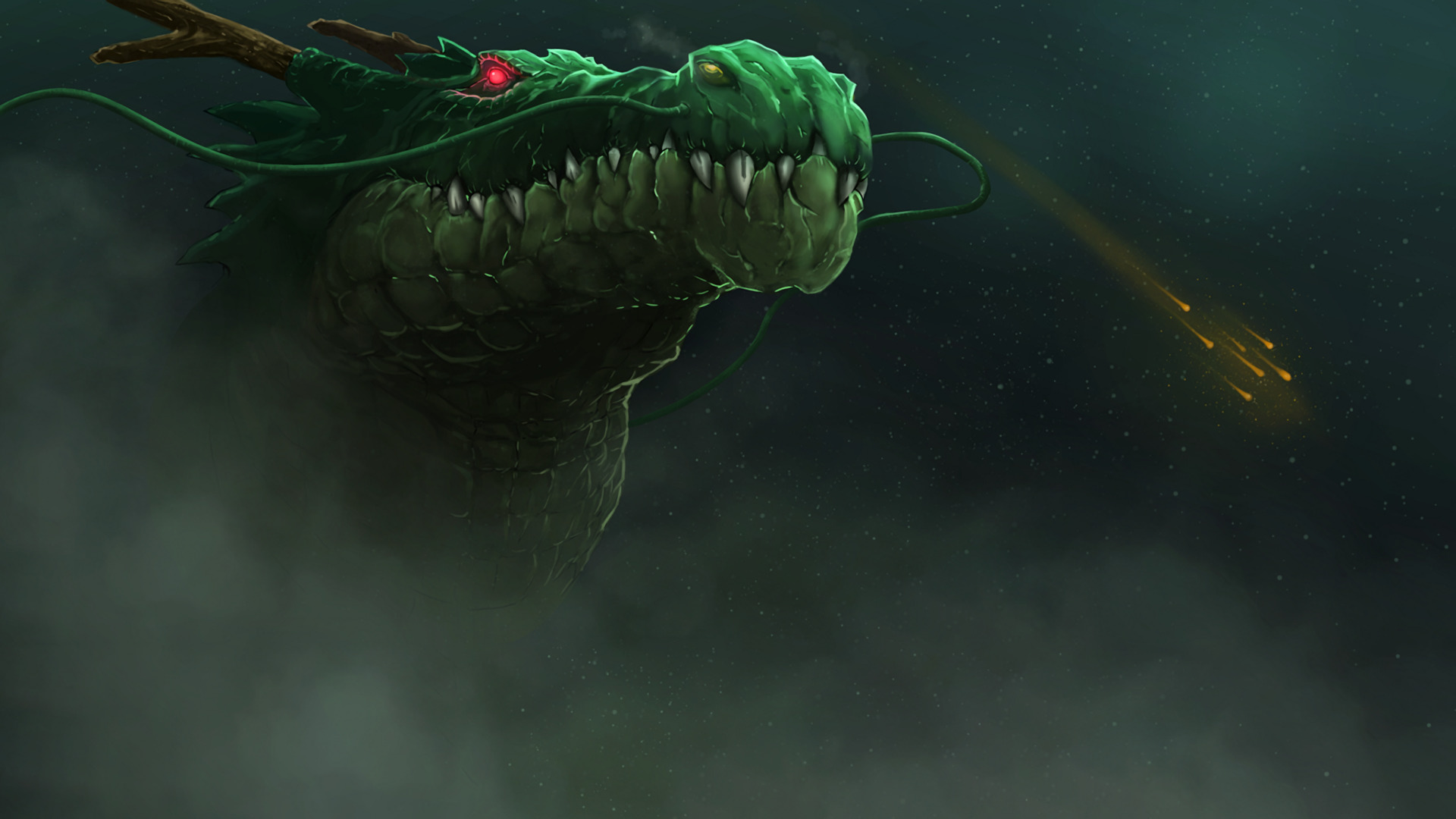 Shenron from Dragon Ball in a dark sky HD Wallpaper
