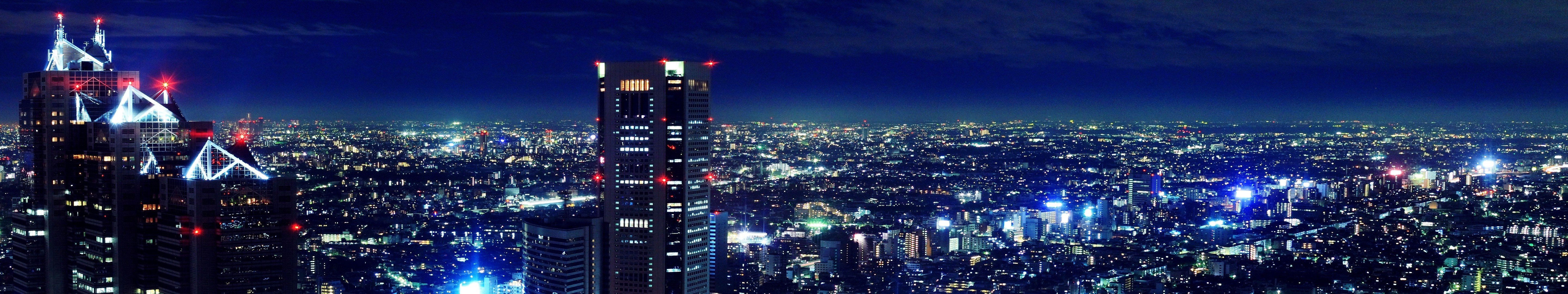 Panoramic Cityscape at Night HD Wallpaper