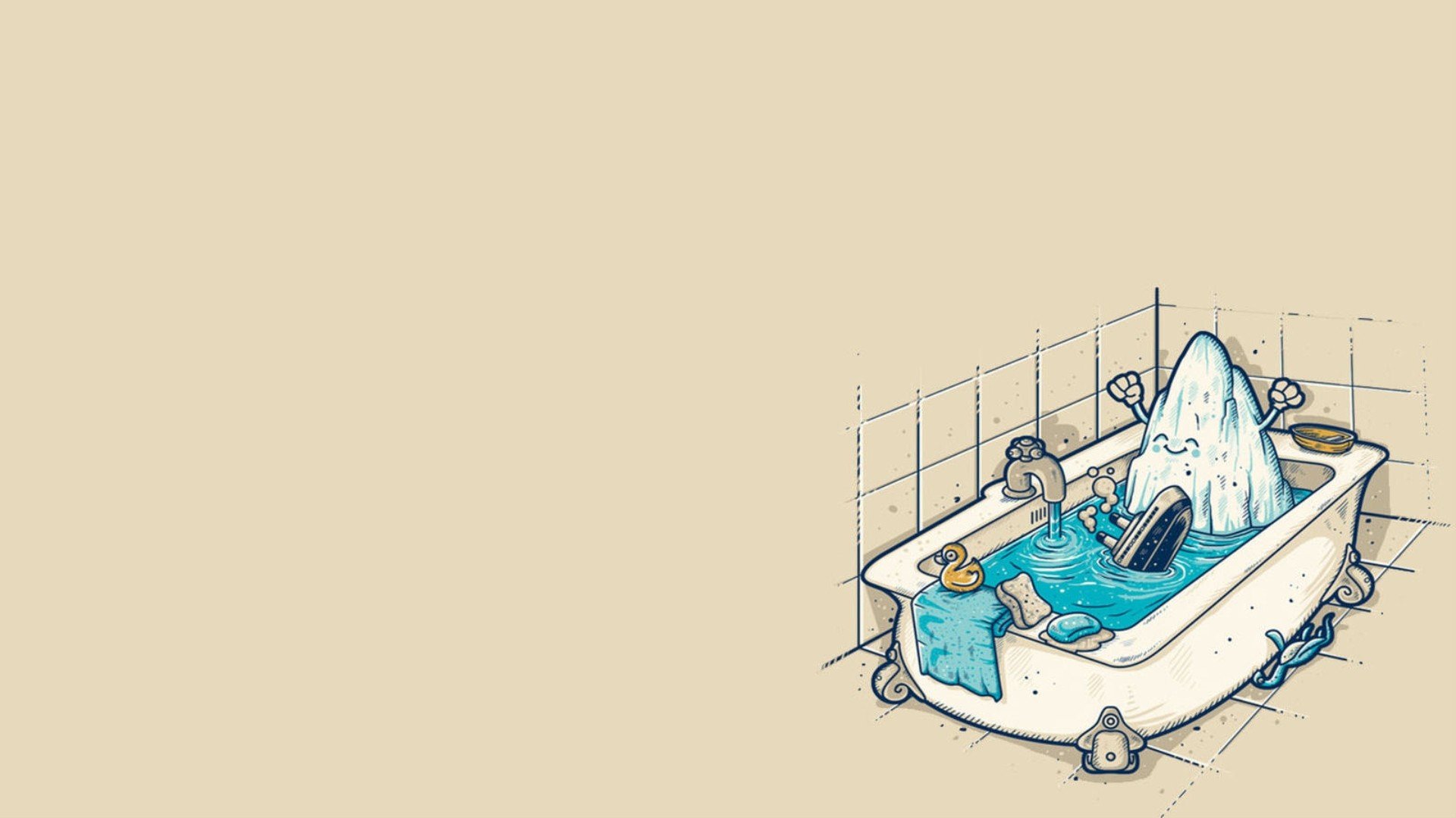 Iceberg relaxing in a bathtub HD Wallpaper