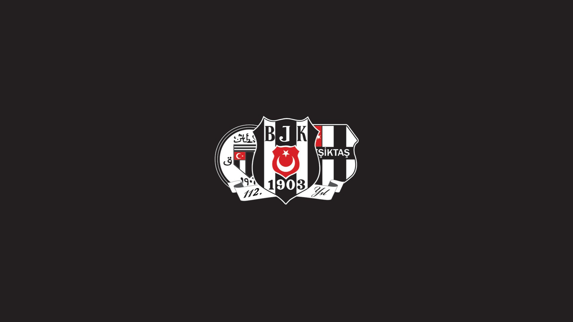 Besiktas JK logo with Turkish flag and 1903 date HD Wallpaper