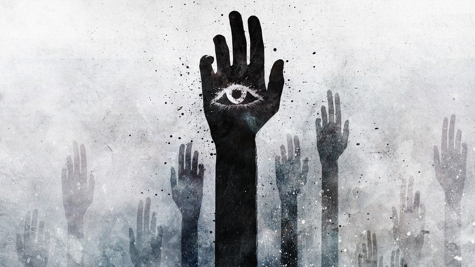 The All-Seeing Eye Hand Raised Among Many HD Wallpaper