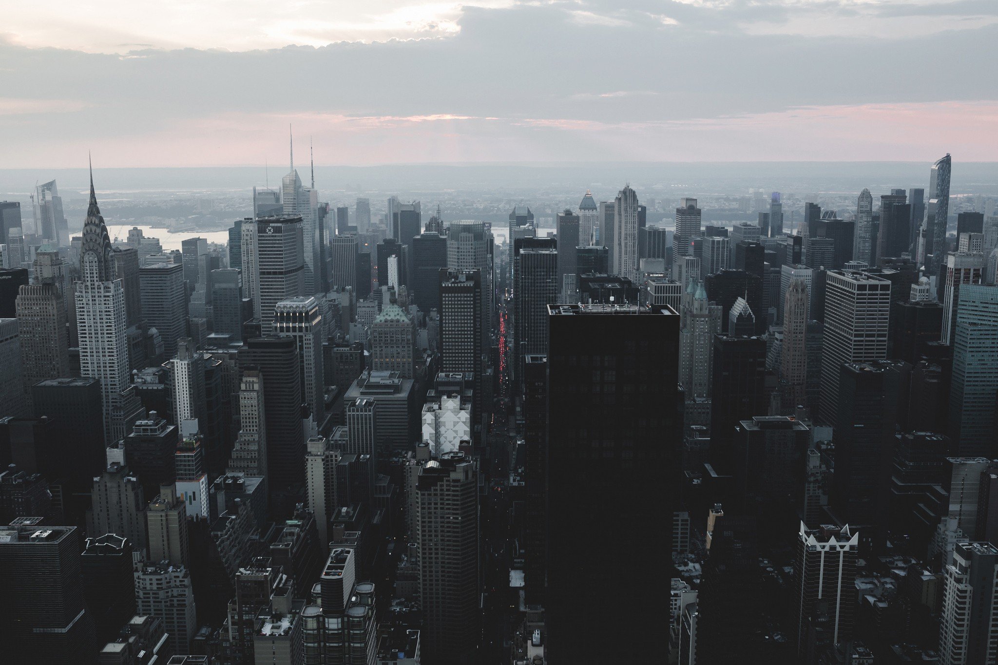 Manhattan New York City Skyline at Dusk HD Wallpaper