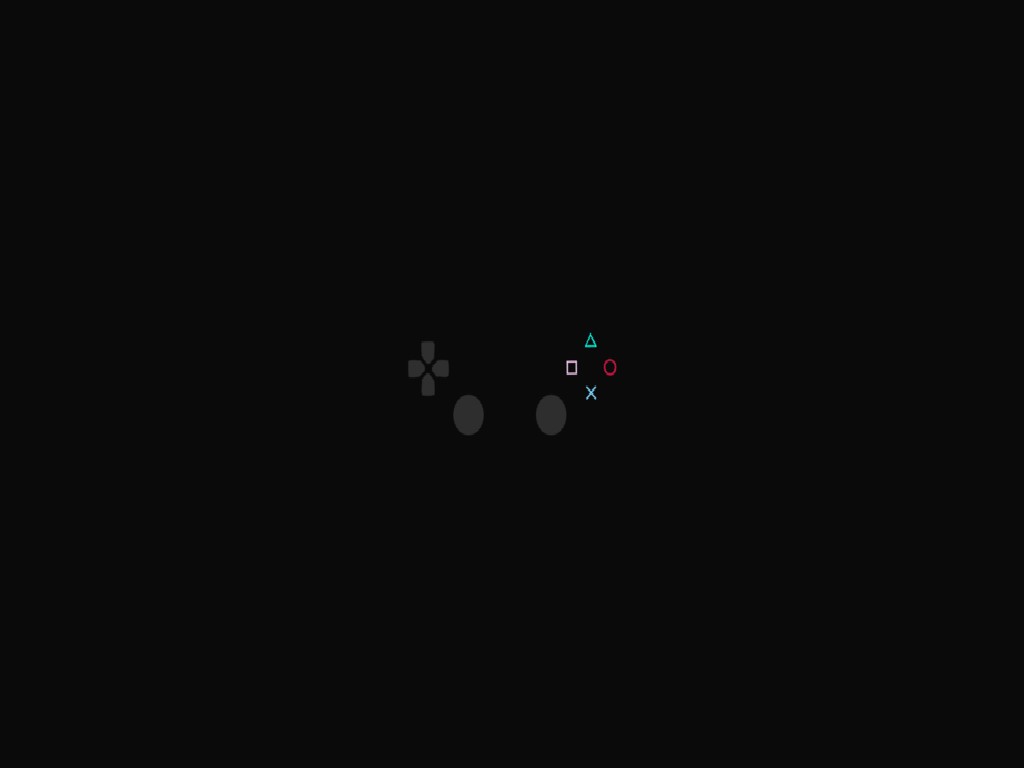 Minimalist PlayStation controller symbols on black background HD Wallpaper