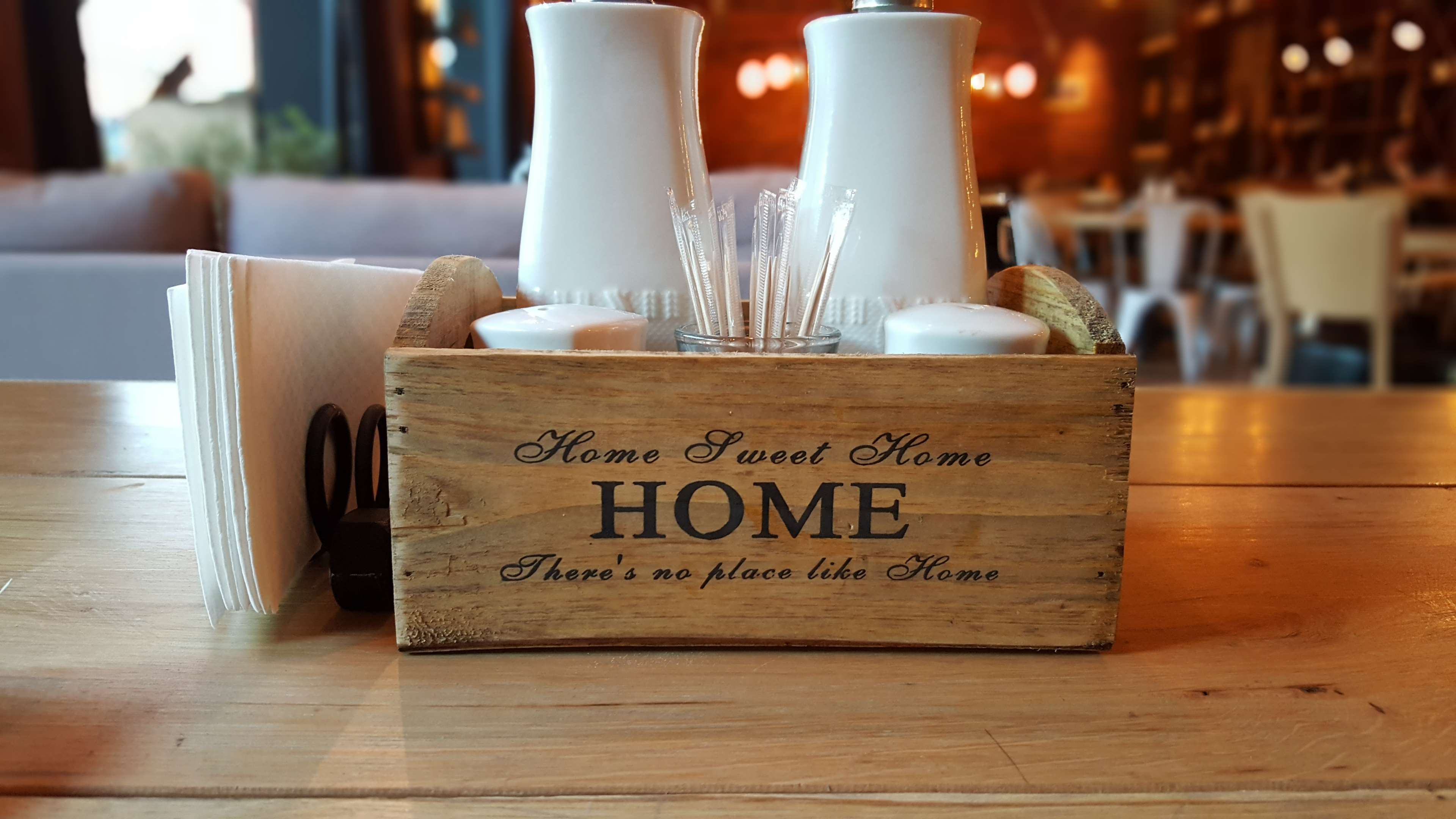 Home Sweet Home wooden box with salt and pepper shakers HD Wallpaper