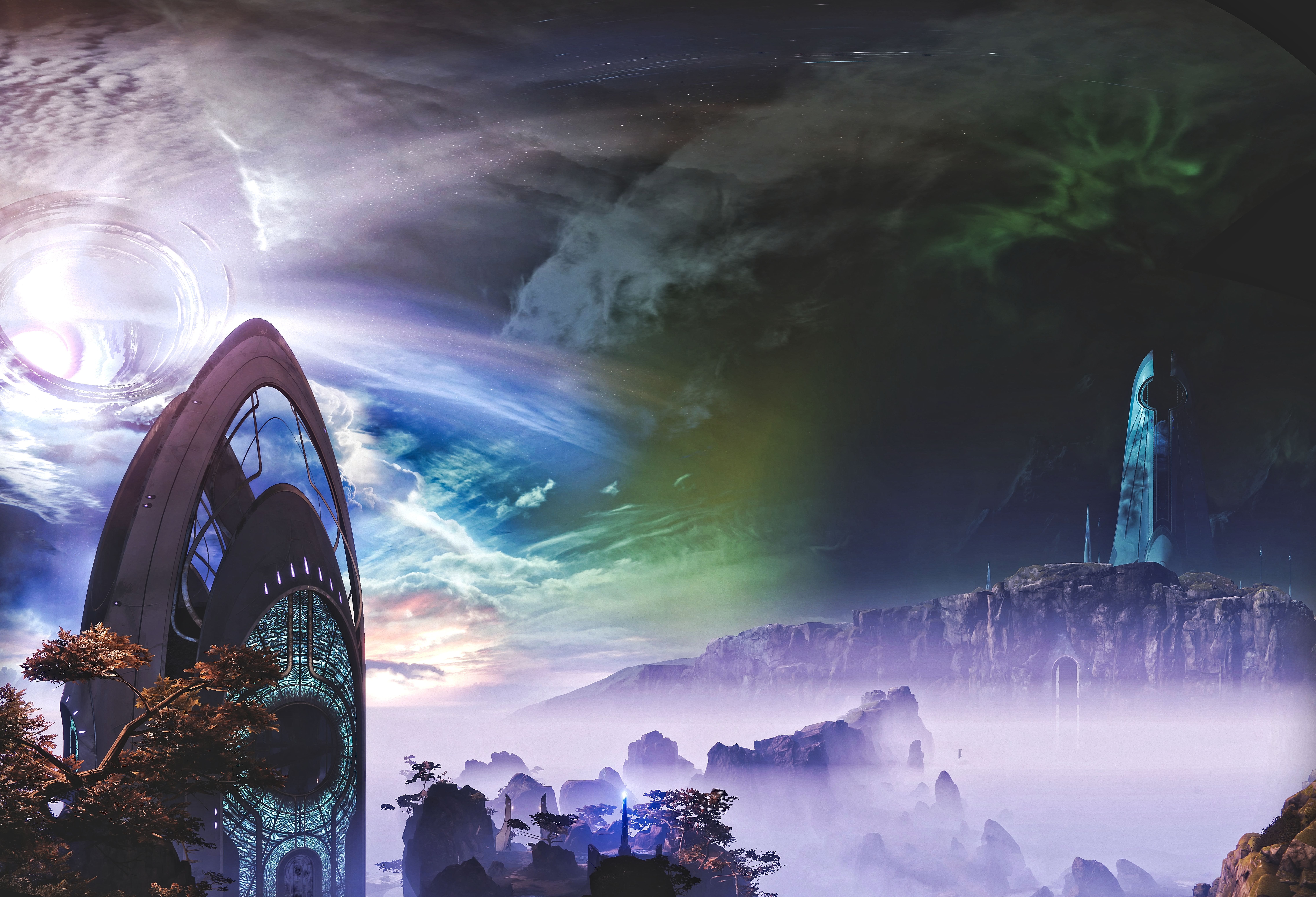 Destiny 2 futuristic alien landscape HD Wallpaper