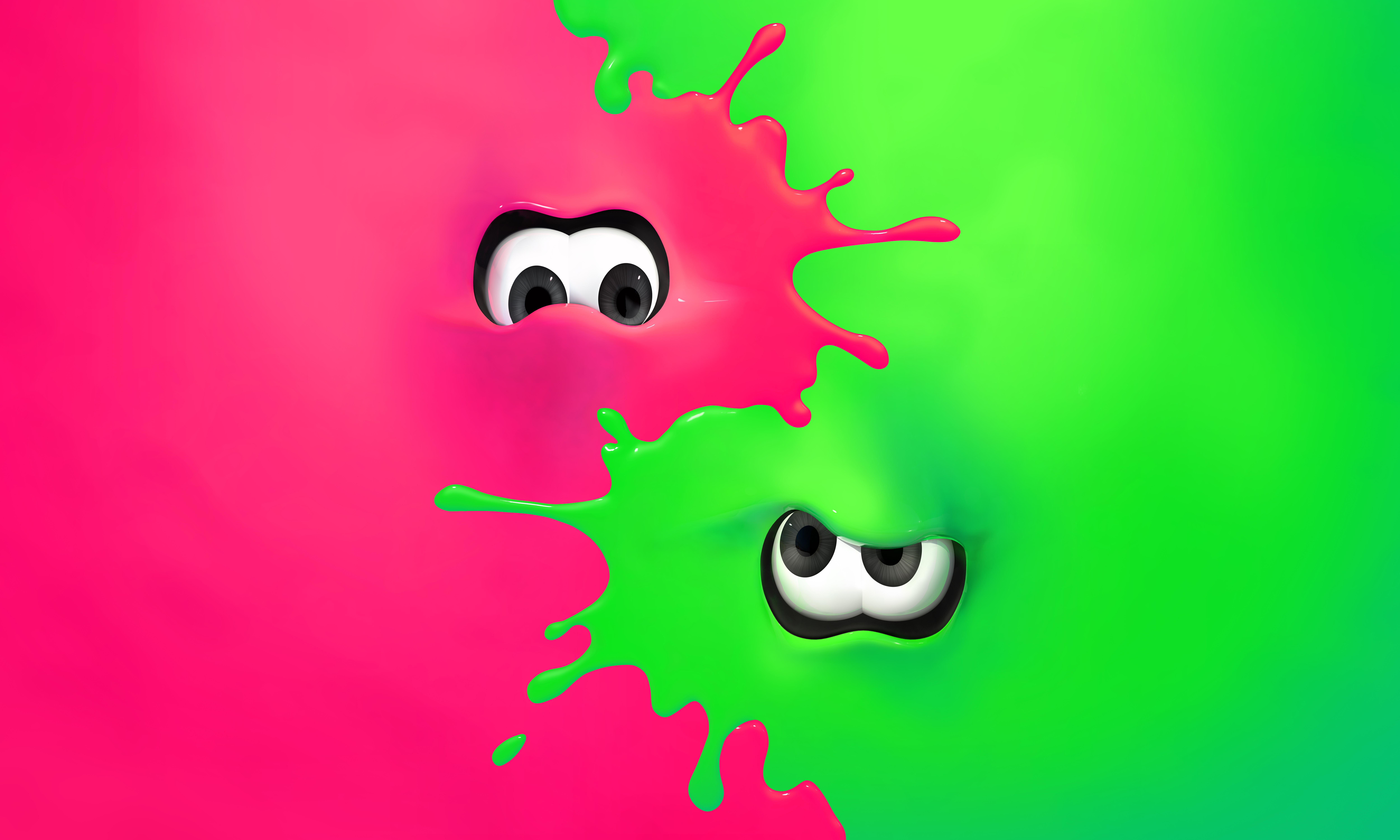 Splatoon 2 Inkling Eyes Pink and Green HD Wallpaper