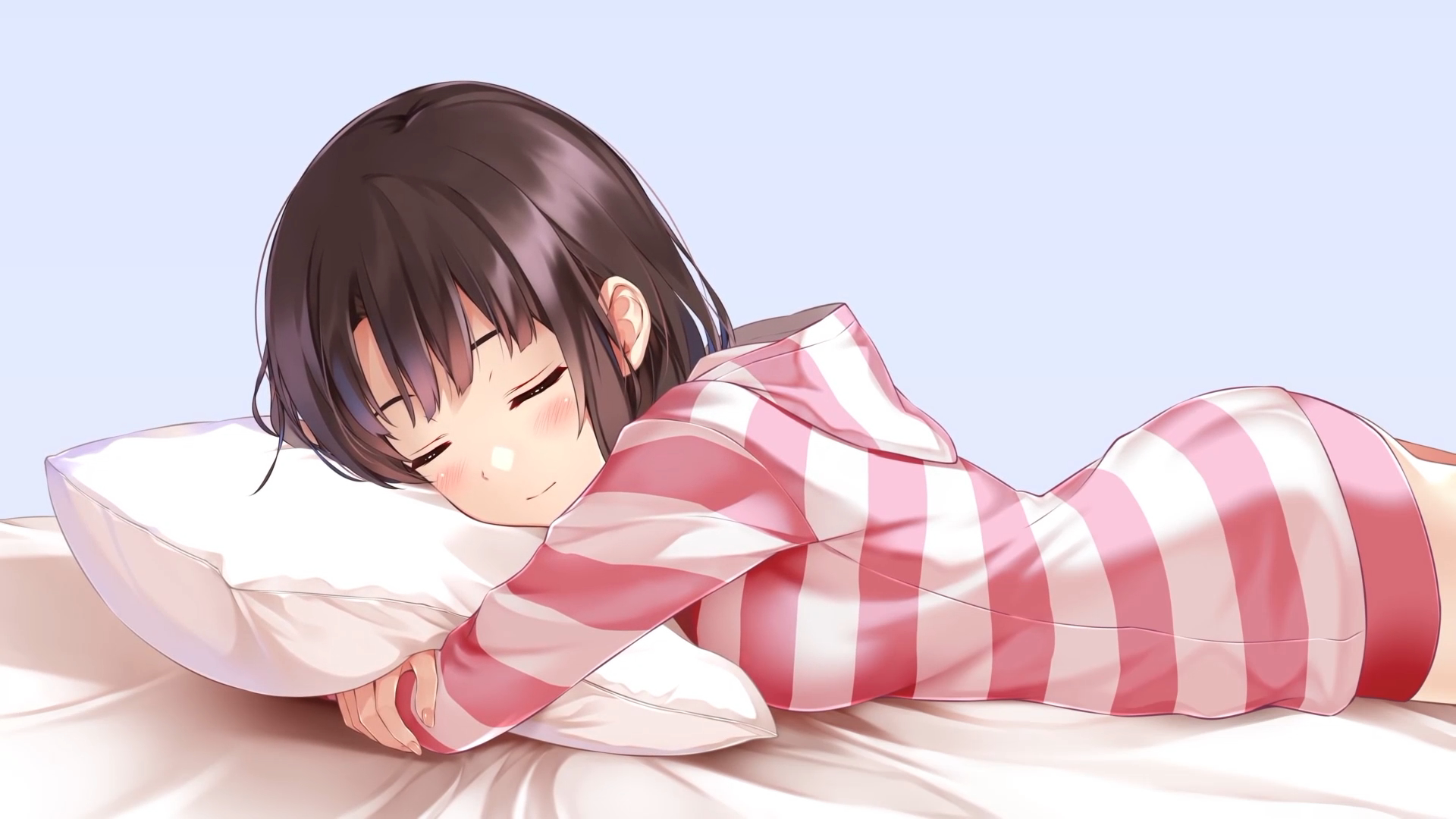 Megumi Katō sleeping on a pillow HD Wallpaper