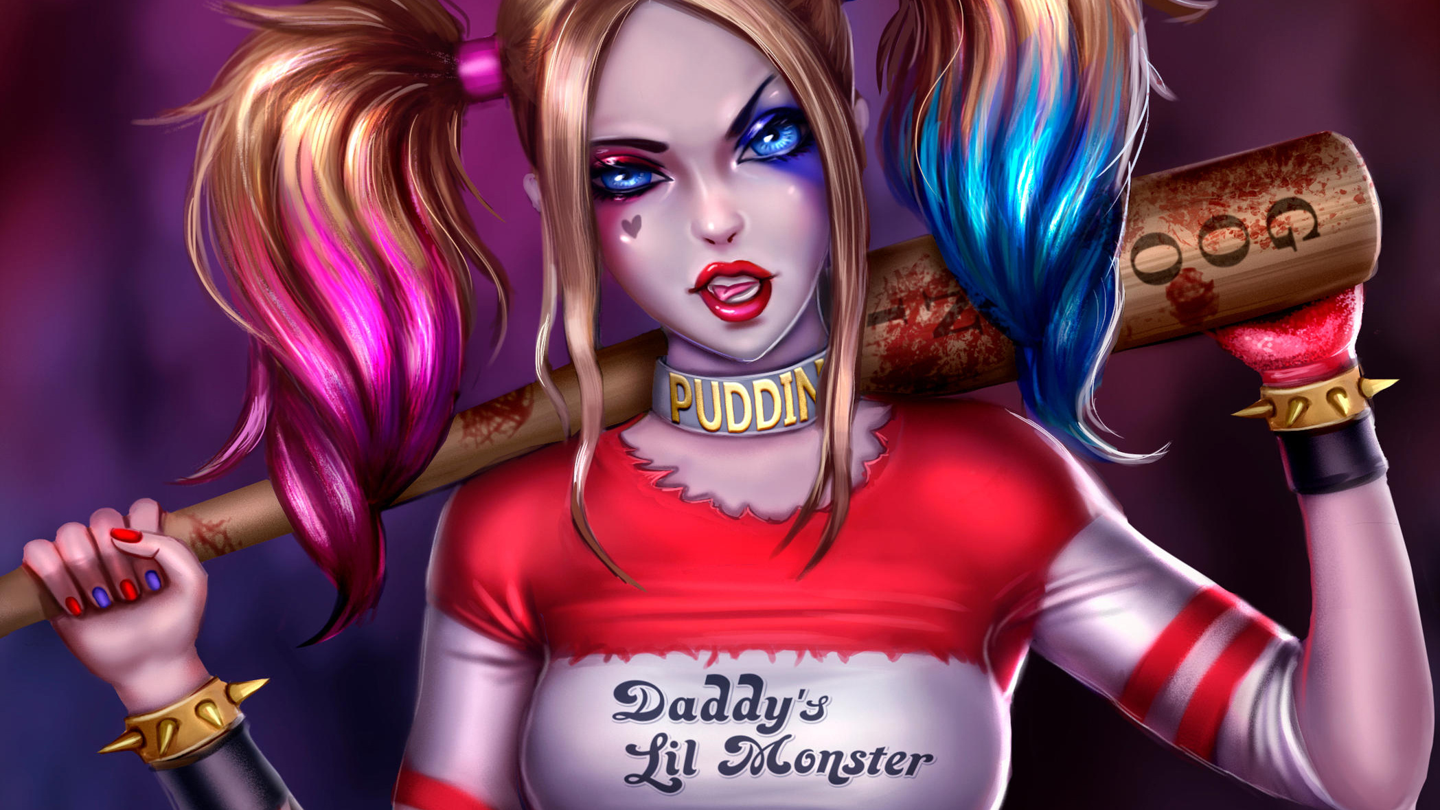 Harley Quinn from DC Comics with baseball bat HD Wallpaper