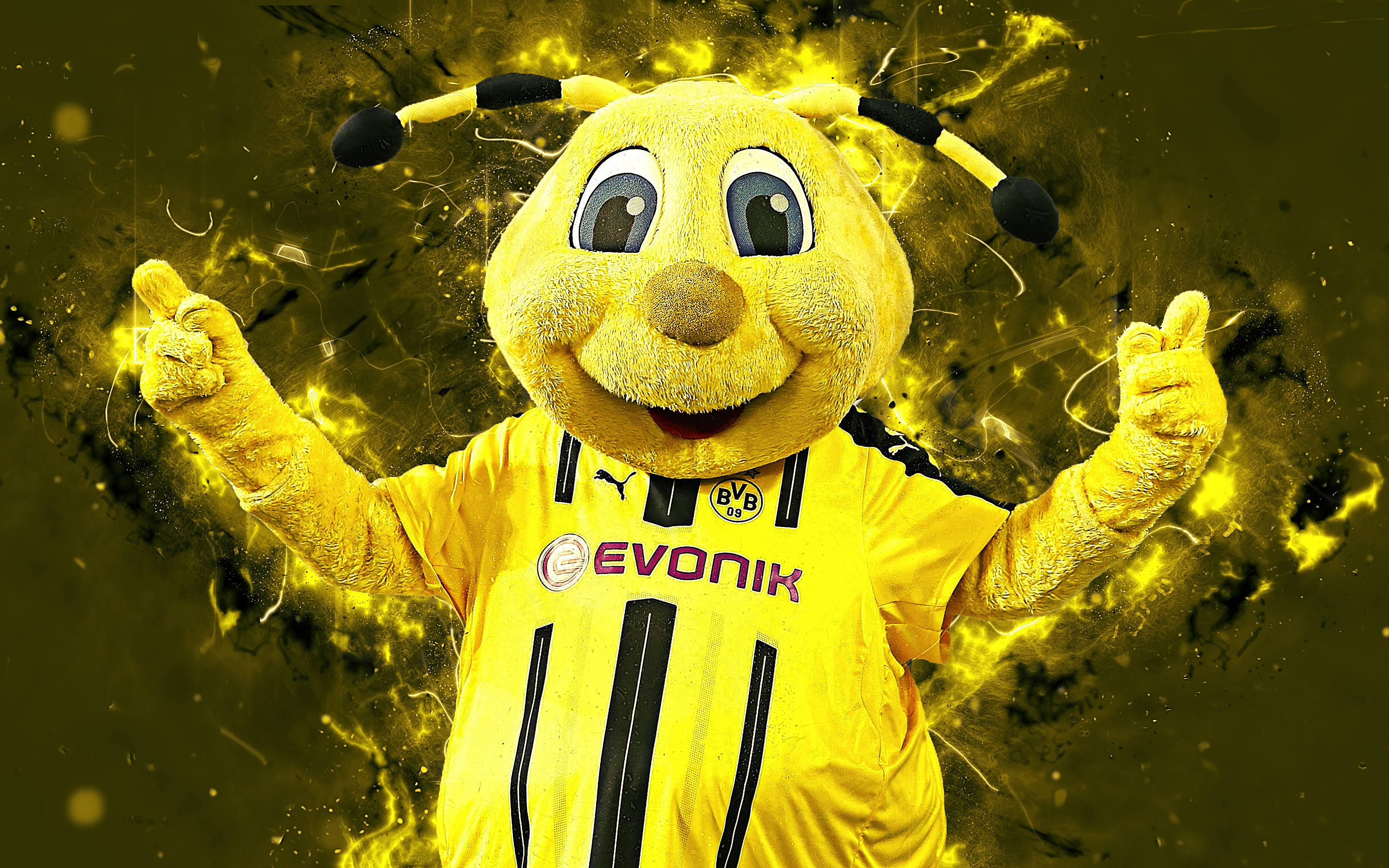 Emma the Bee mascot of Borussia Dortmund HD Wallpaper
