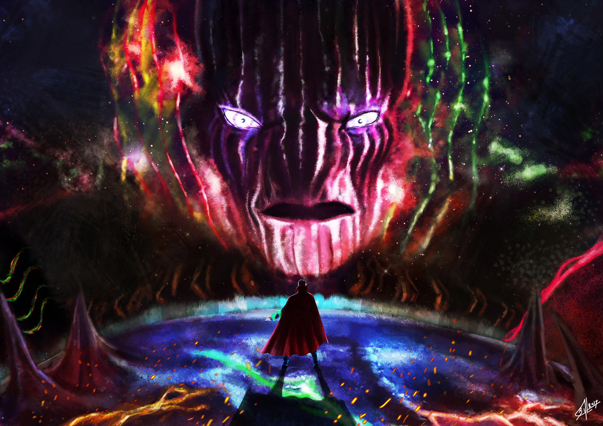 Doctor Strange facing the Living Tribunal HD Wallpaper