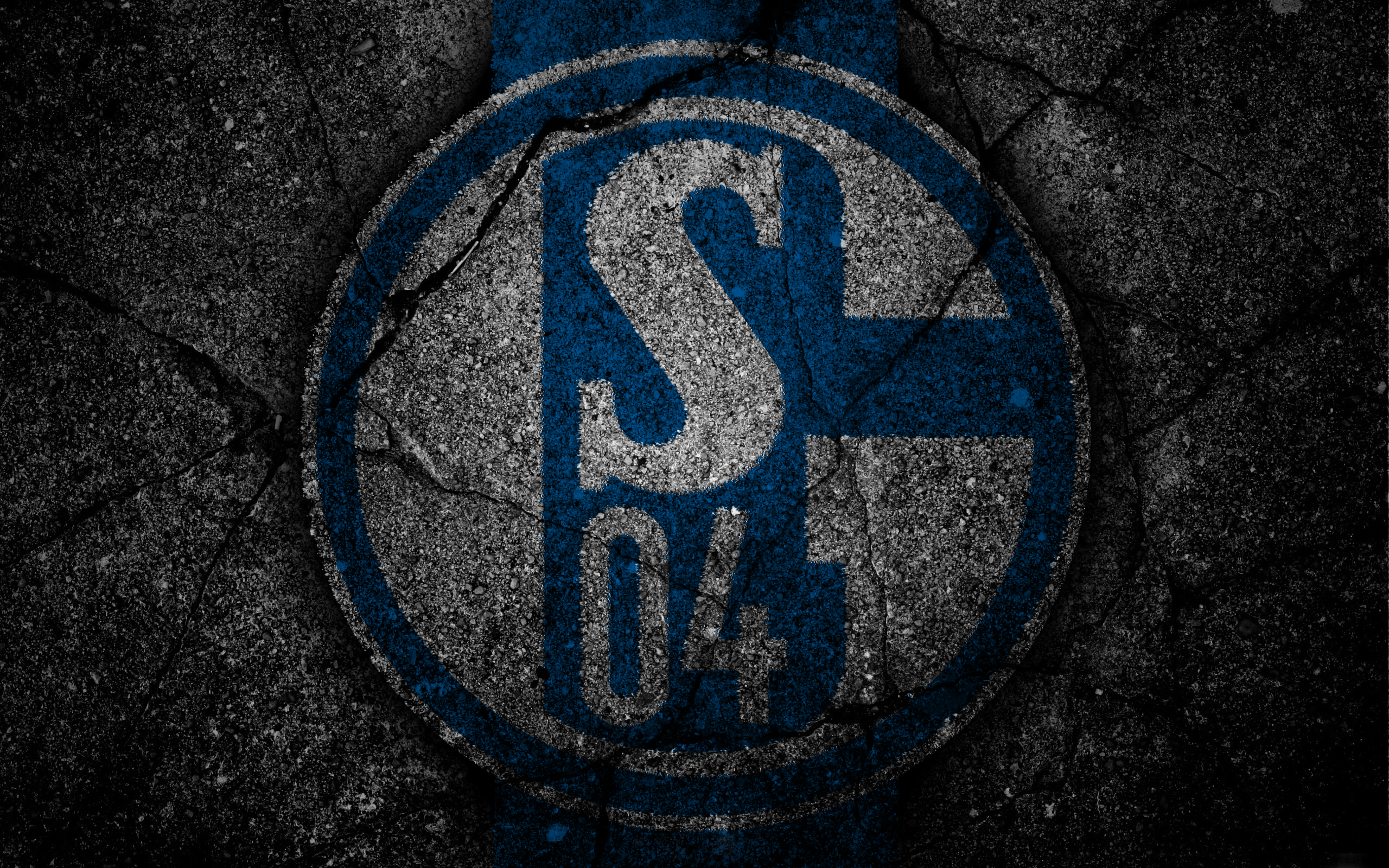 FC Schalke 04 Logo on Cracked Surface HD Wallpaper