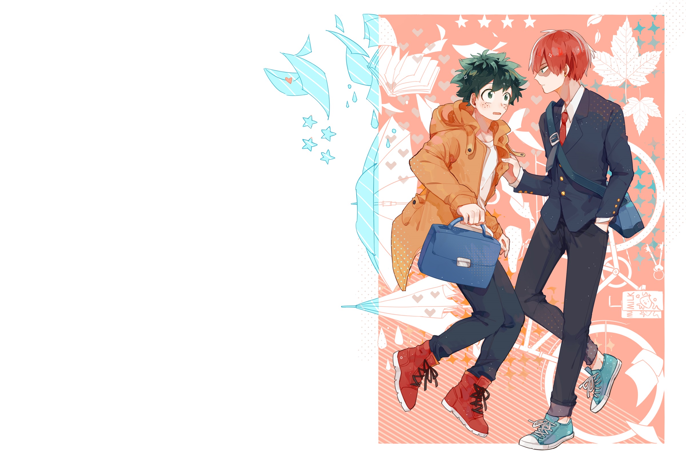 Izuku Midoriya and Shouto Todoroki from My Hero Academia HD Wallpaper