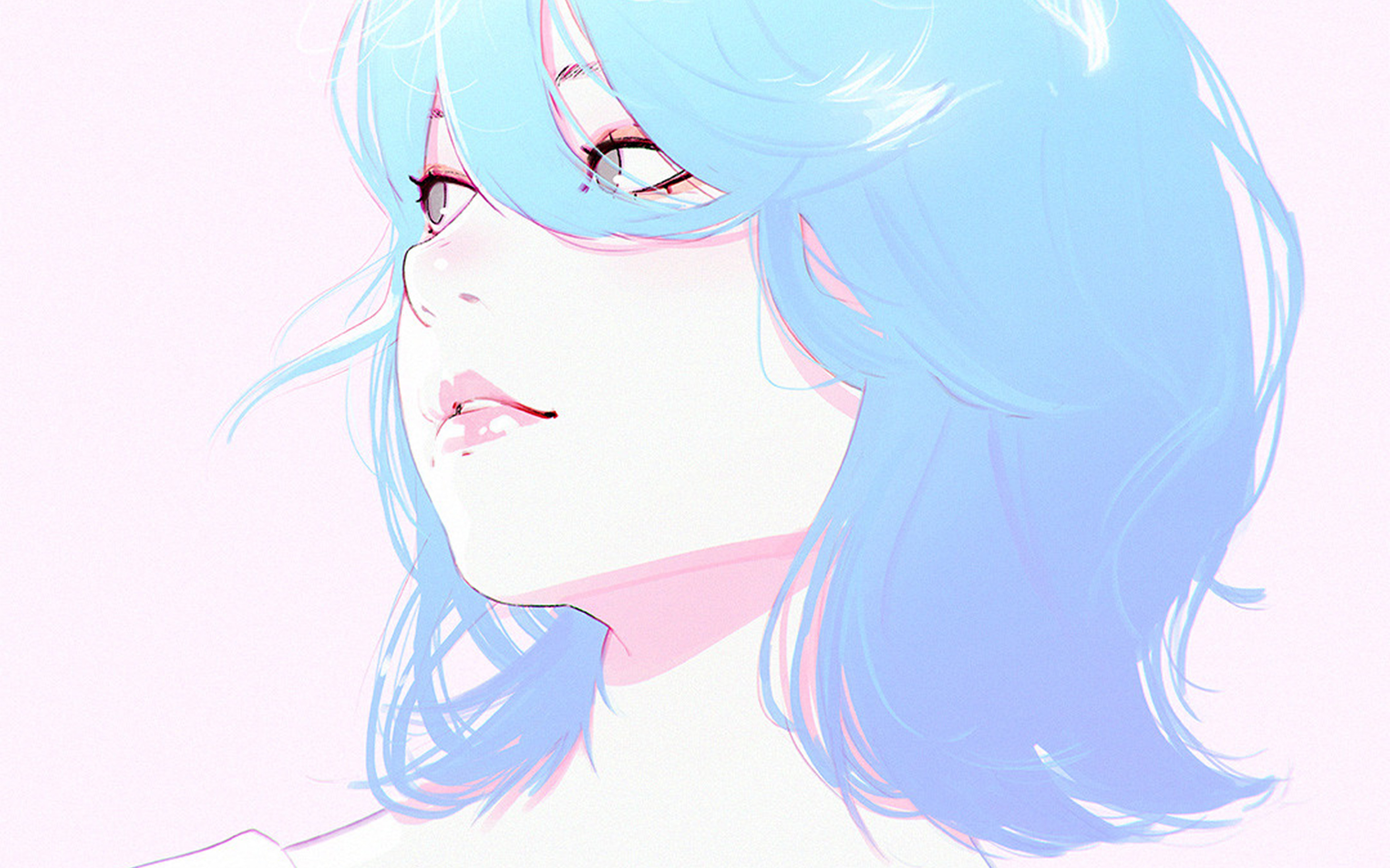 Girl with short blue hair HD Wallpaper